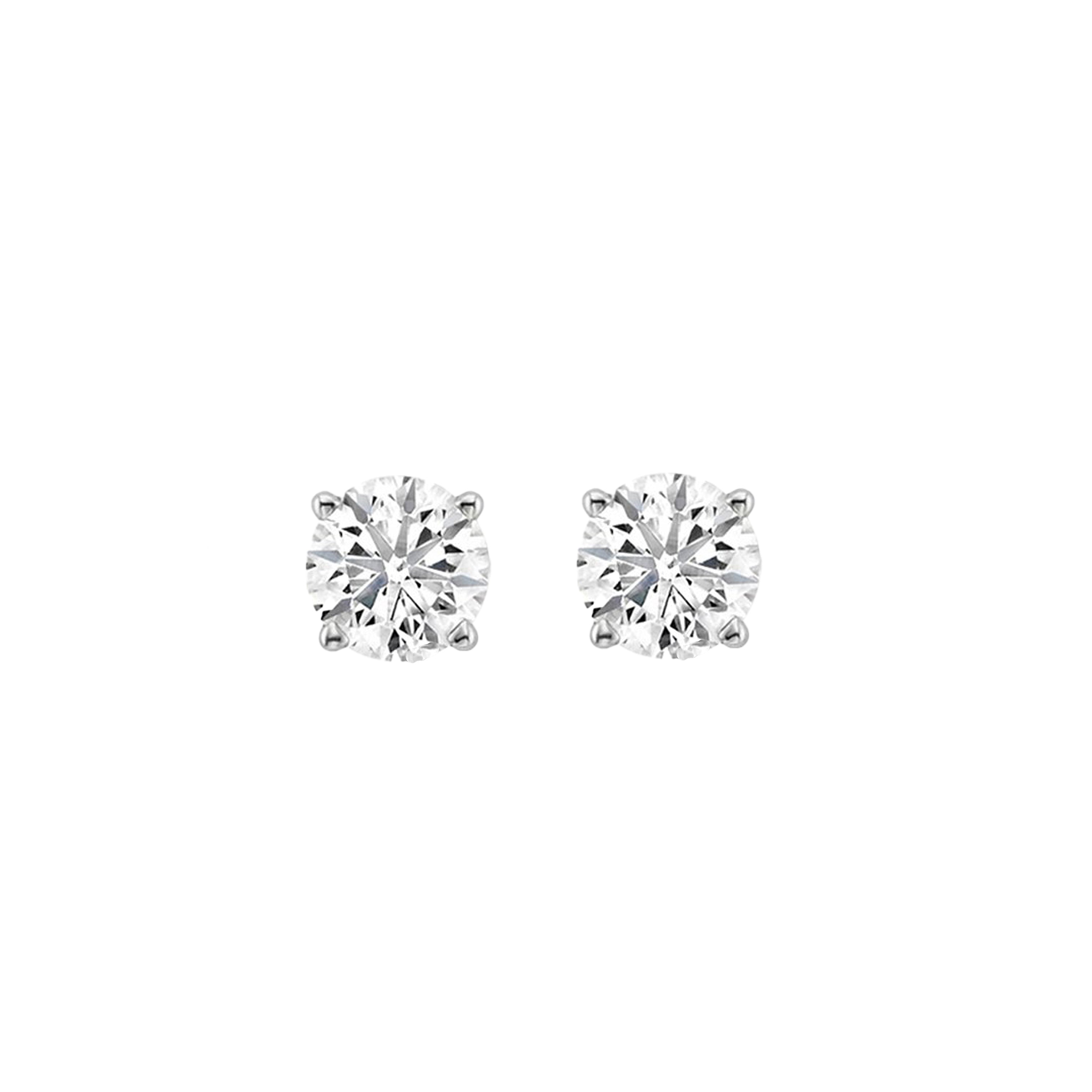 0.30 Carat Lab Grown Solitaire Earrings, EF Color, VVS-VS Clarity, 18k white gold