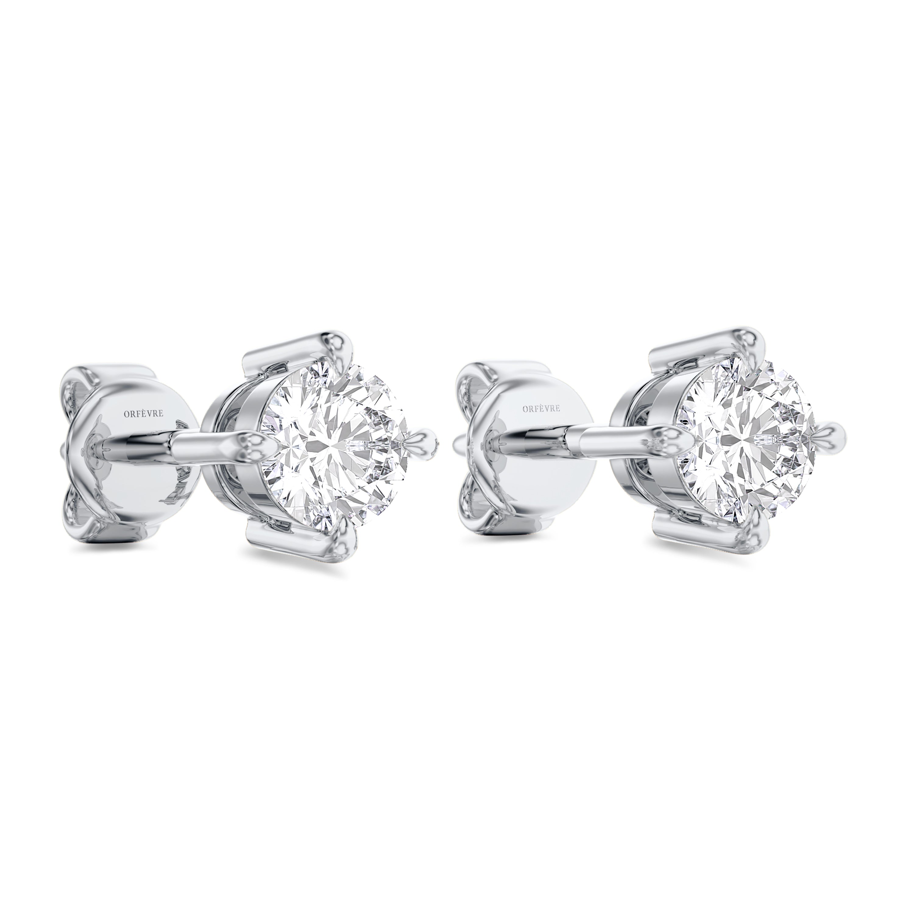 0.40 carat solitaire diamond earrings in 18K white gold, GH color and SI clarity