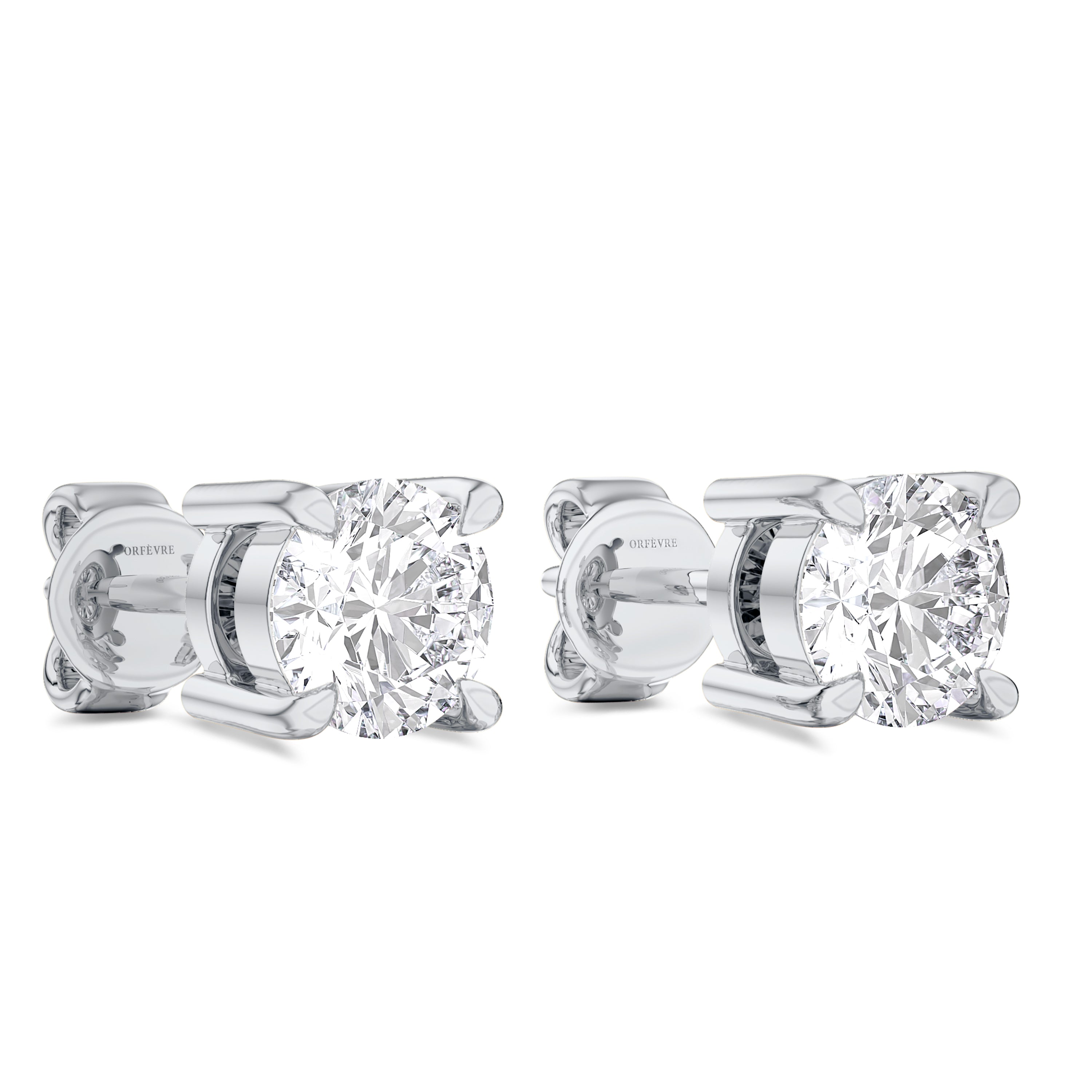 0.80 carat solitaire diamond earrings in 18K white gold, GH color and SI clarity