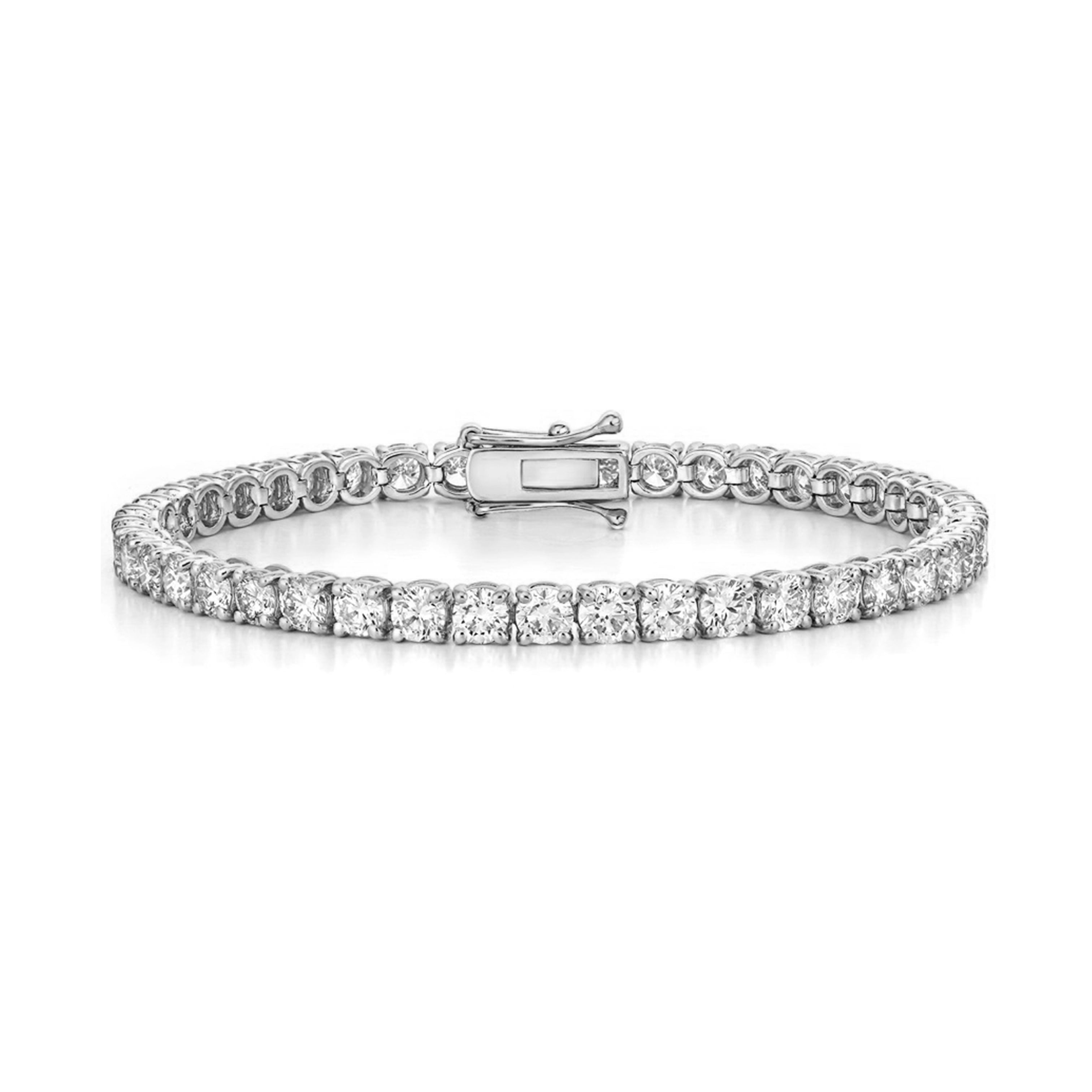 12.61 Carat Lab Grown Tennis Bracelet, EF Color, VVS-VS Clarity, 18k white gold