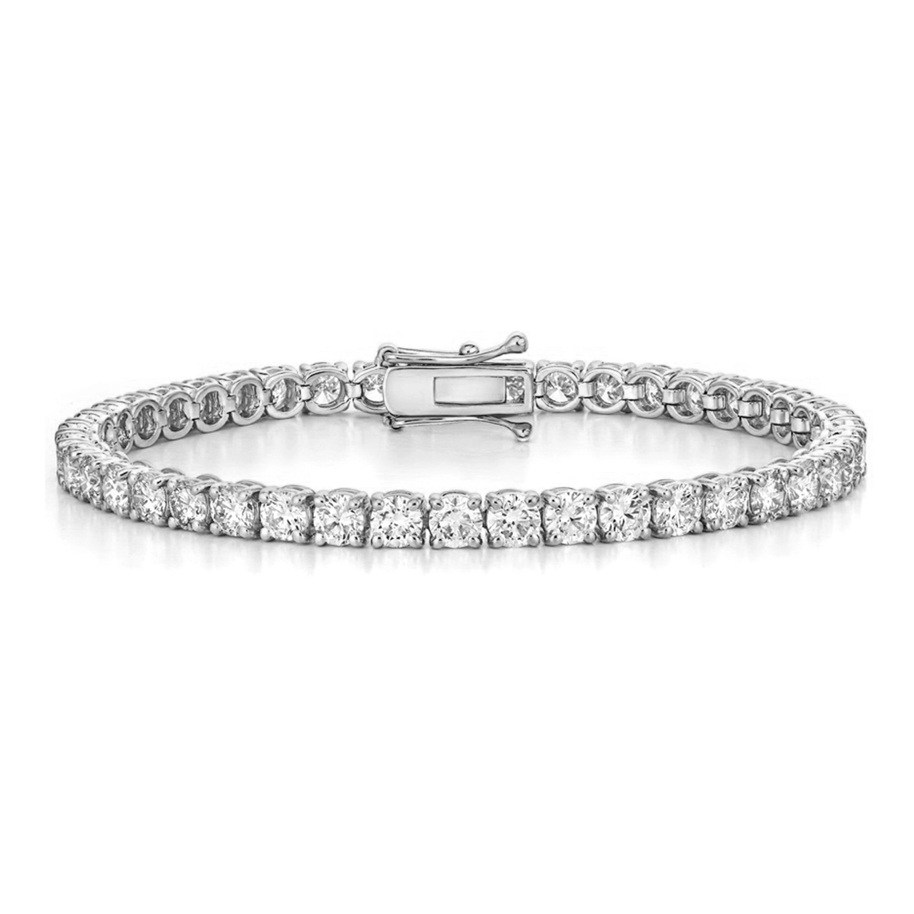 14.81 Carat Lab Grown Tennis Bracelet, EF Color, VVS-VS Clarity, 18k white gold