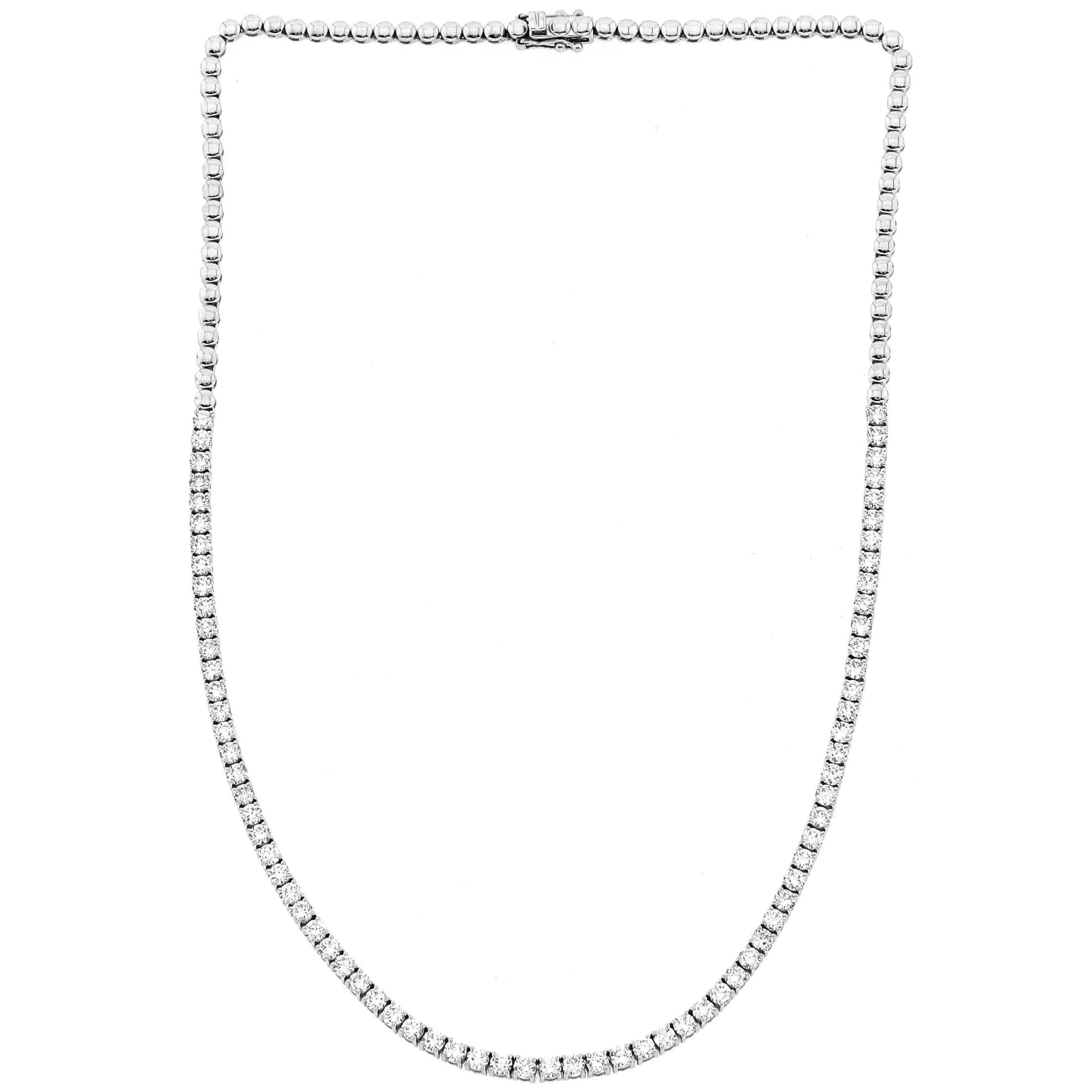 3.04 Carat Half Lab Grown Tennis Necklace, 18k white gold, EF Color, VVS-VS Clarity