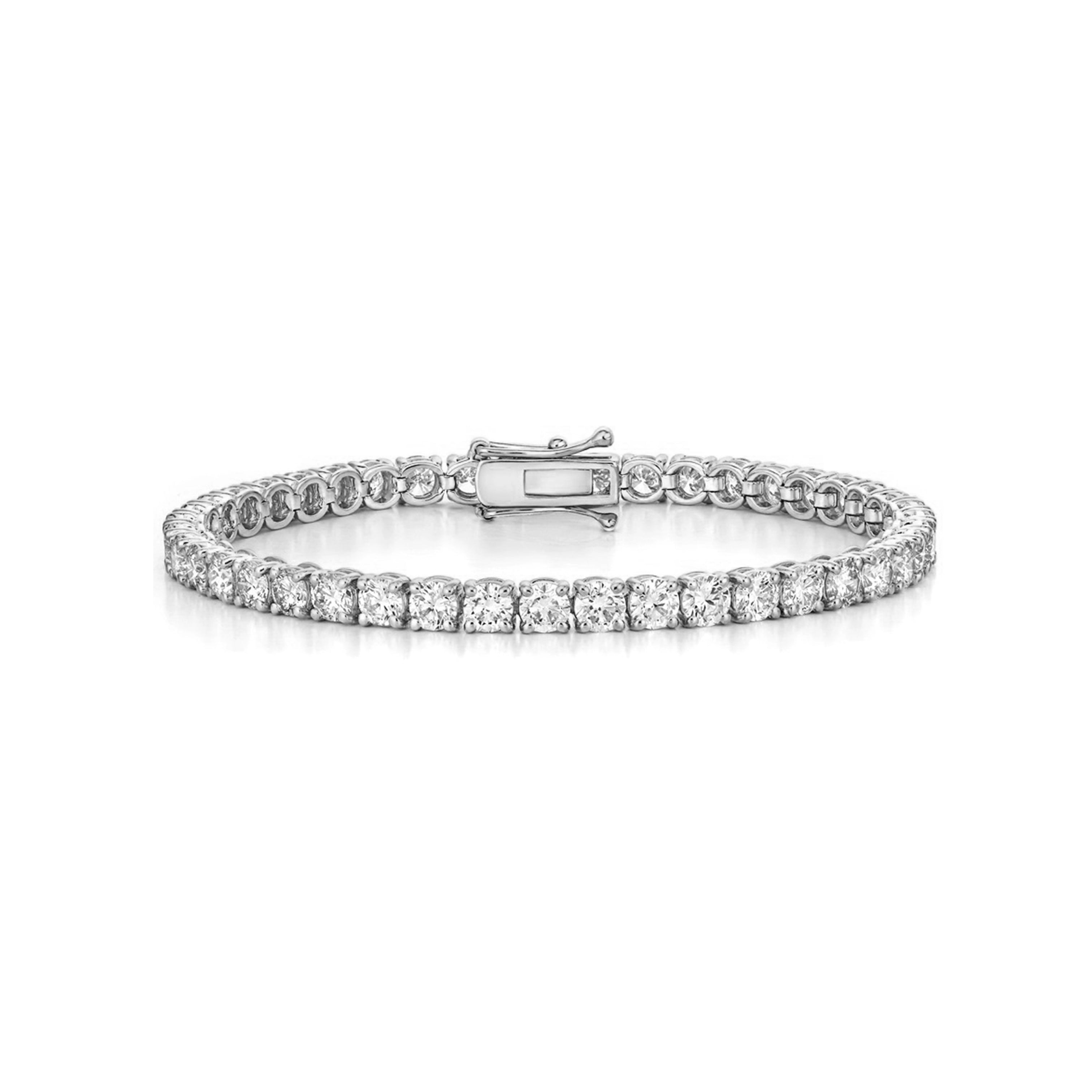 9.14 Carat Lab Grown Tennis Bracelet, EF Color, VVS-VS Clarity, 18k white gold
