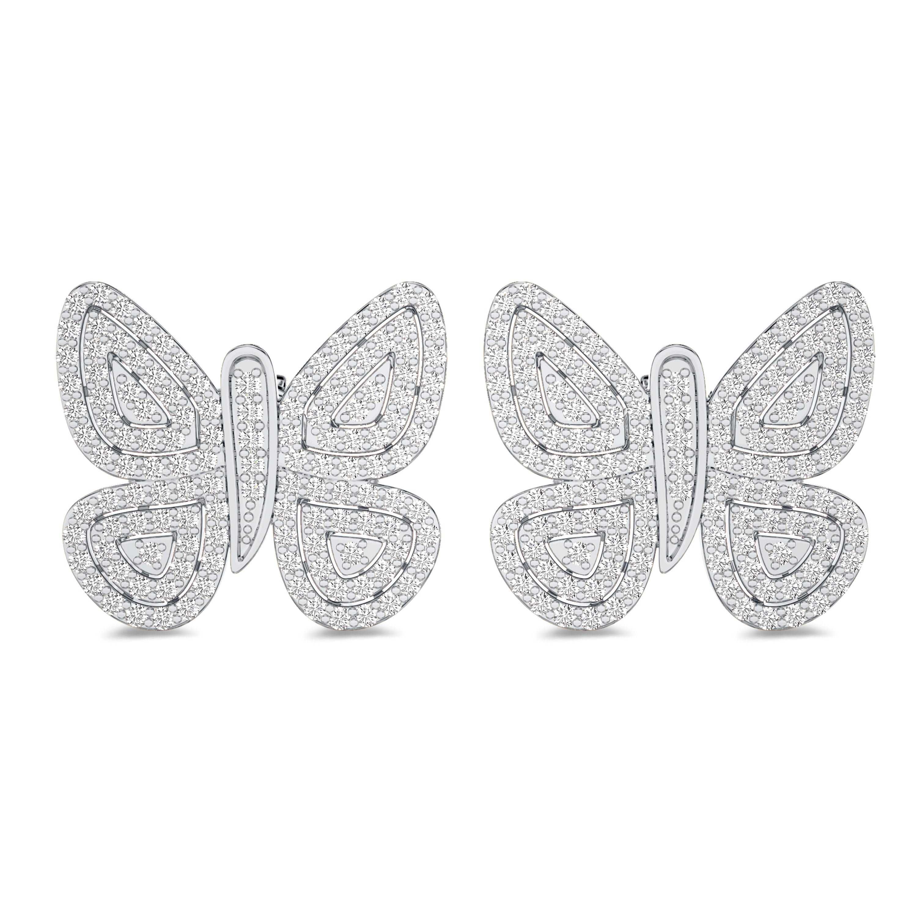 Butterfly diamond earrings in 18k white gold, FG color, VS-SI clarity, 0.27 carats