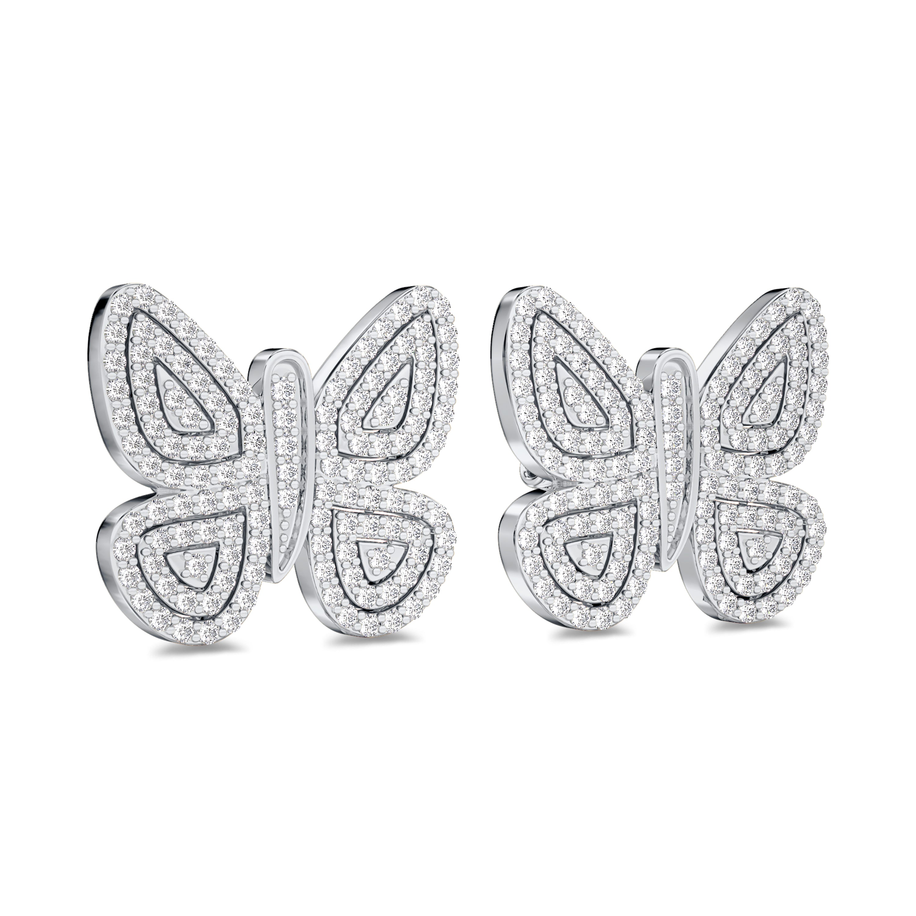 Butterfly diamond earrings in 18k white gold, FG color, VS-SI clarity, 0.27 carats