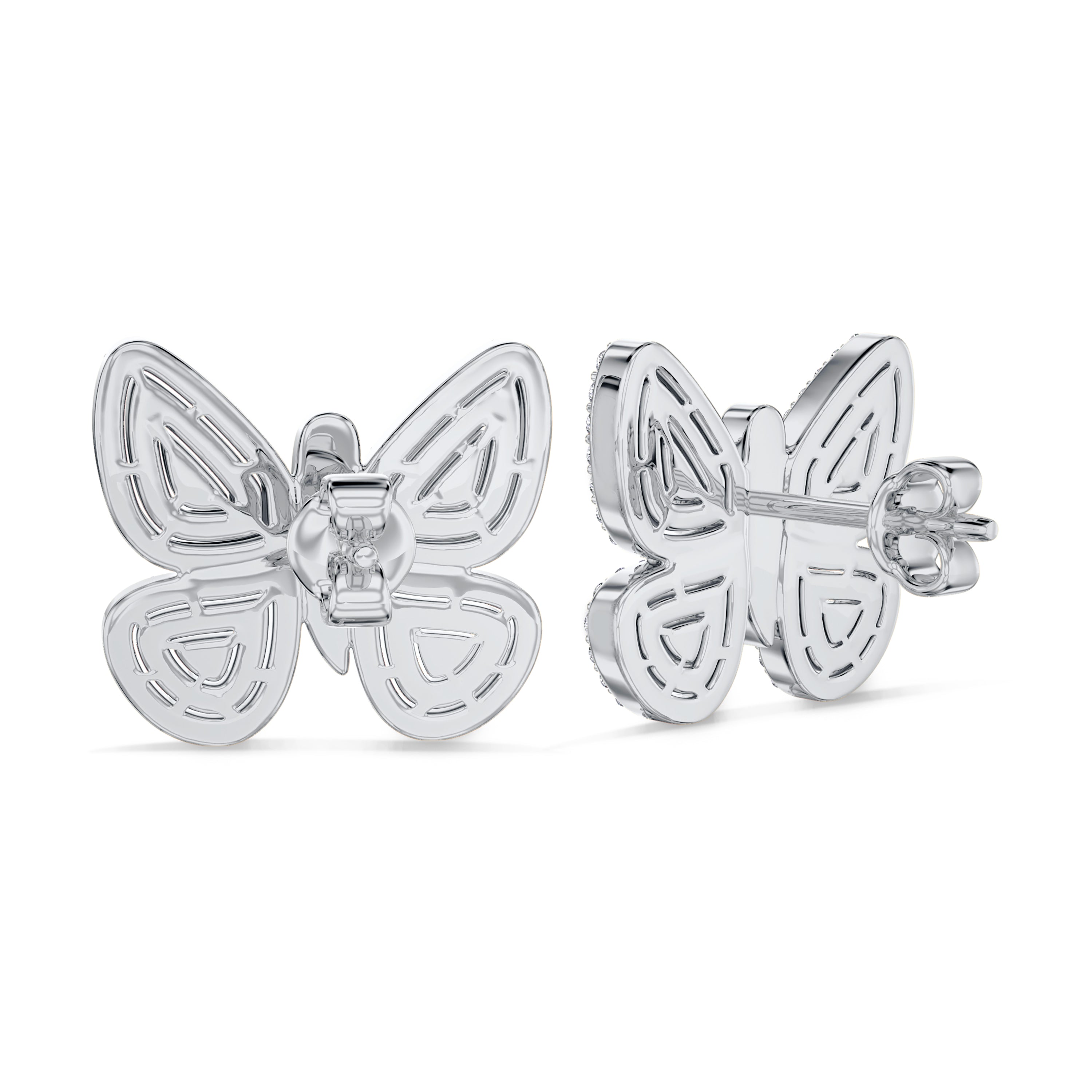 Butterfly diamond earrings in 18k white gold, FG color, VS-SI clarity, 0.27 carats