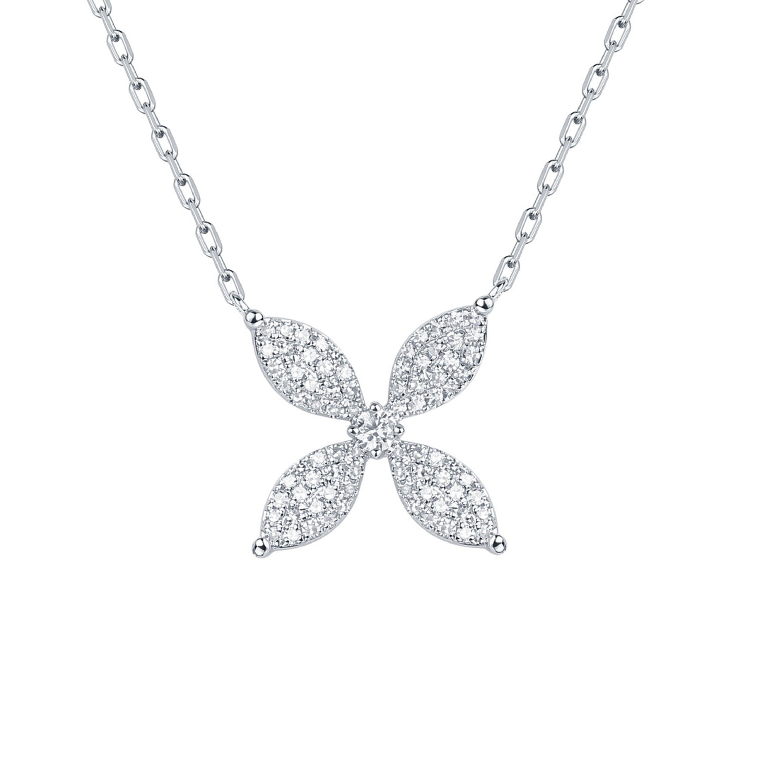 Petals Diamond Necklace 0.26 Carat, FG Color, VS-SI Clarity, 18k white gold