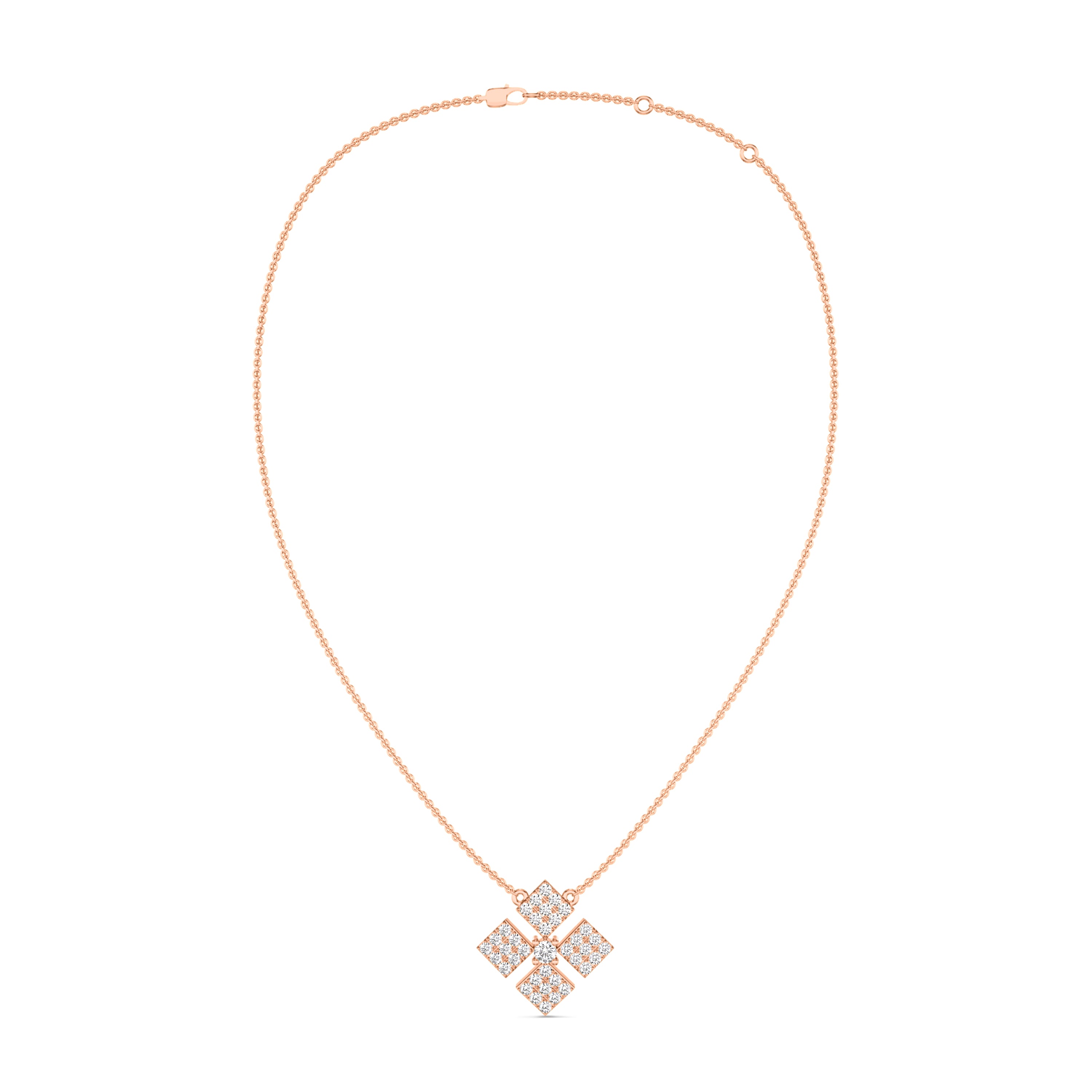 Diamond tetra necklace in 18k gold, 0.47 carat, FG color and SI clarity #gold_rose