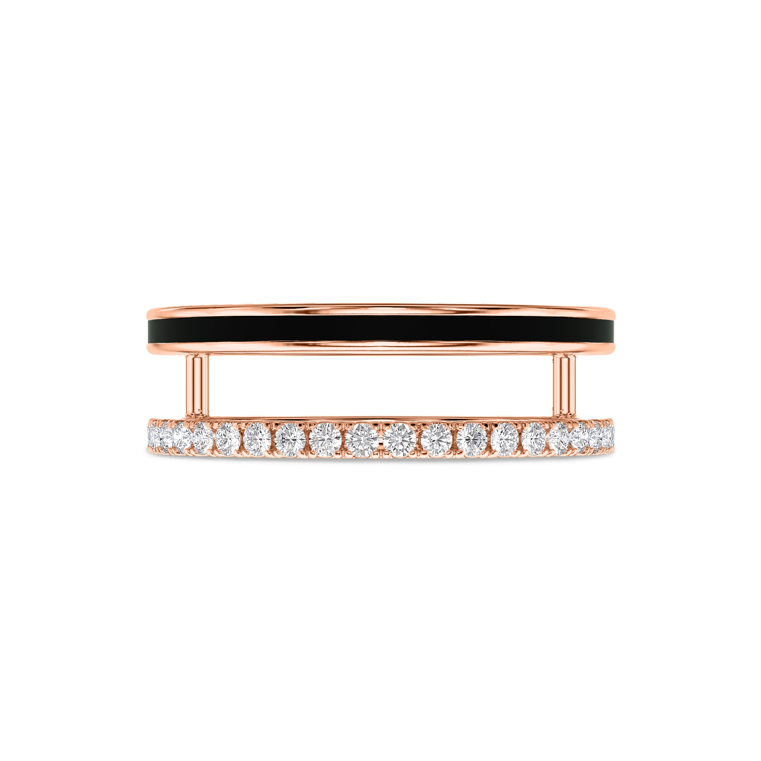 Diamond and black enamel ring in 18k gold, approx 0.24 carat, FG color, SI clarity #gold_rose