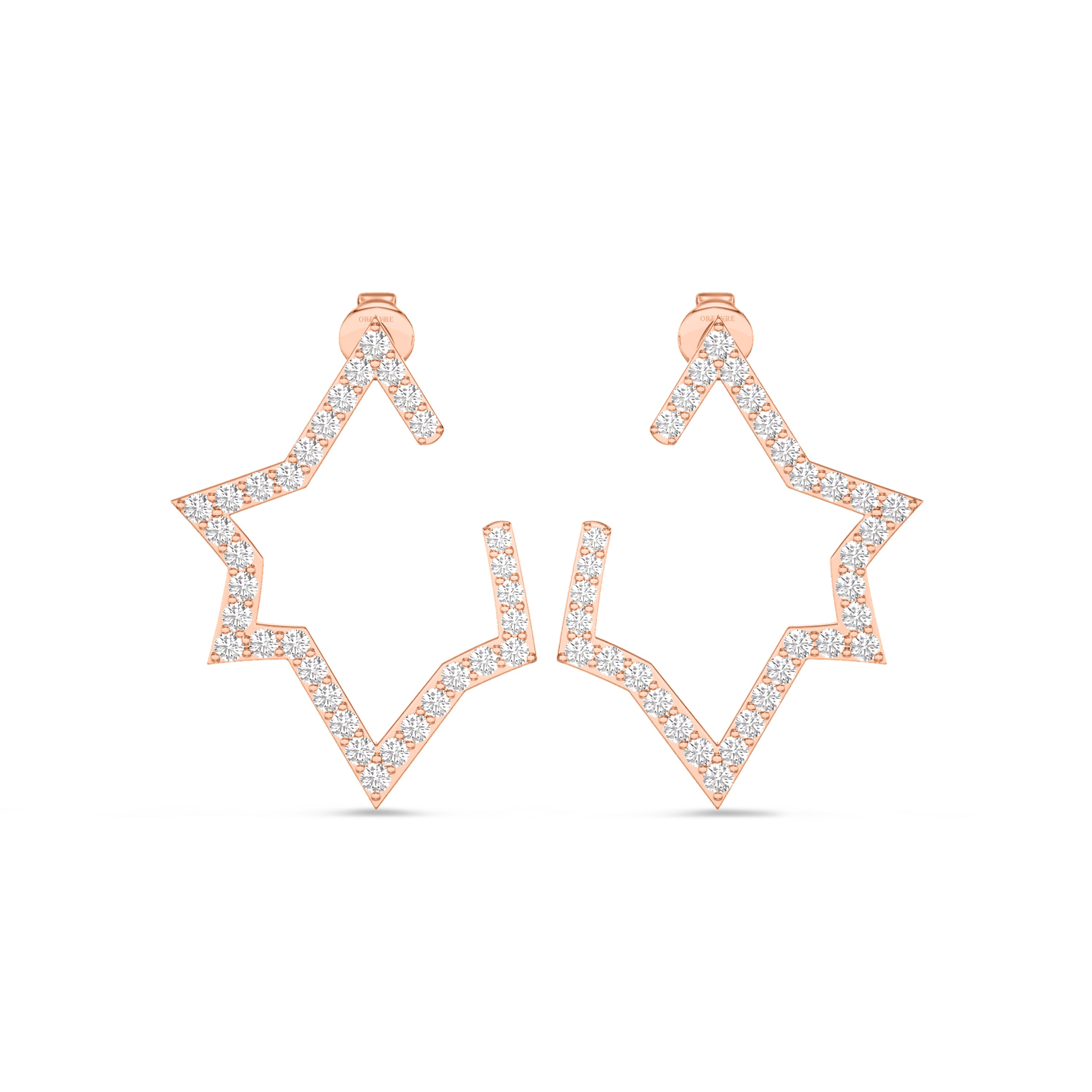 18k rose gold star shaped diamond earring in 0.92 carats in FG color and SI clarity #gold_rose