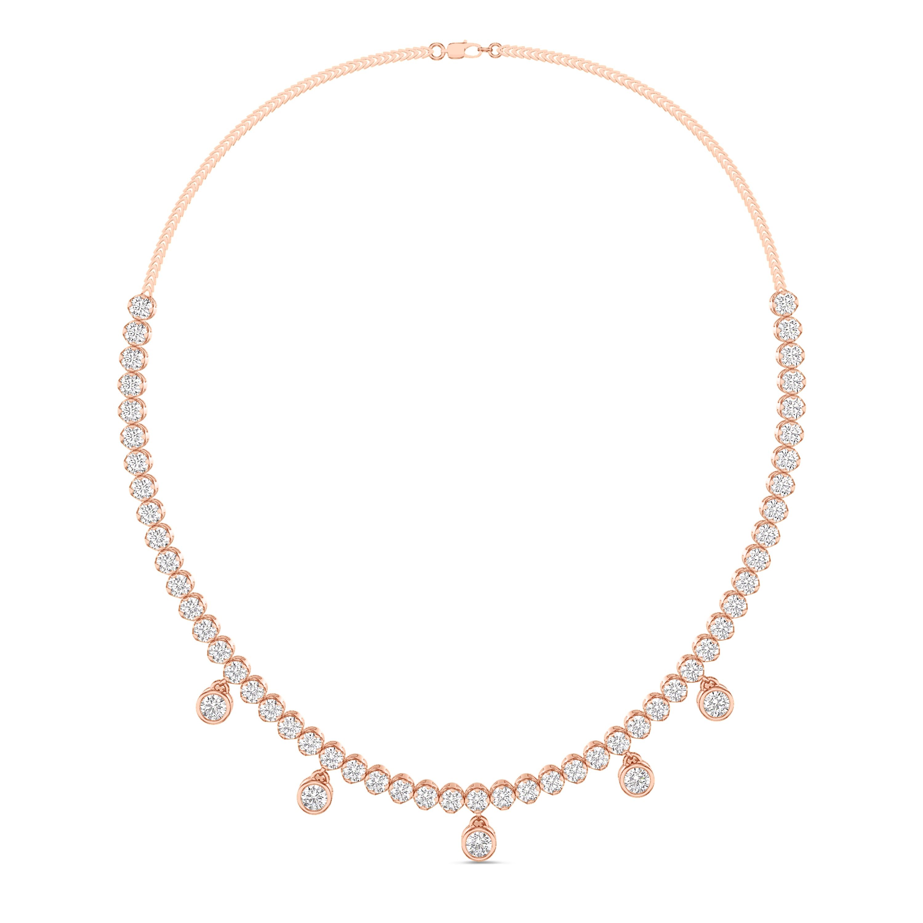 Floating diamond necklace in 18k gold, 3.25 carat, FG color and SI clarity #gold_rose