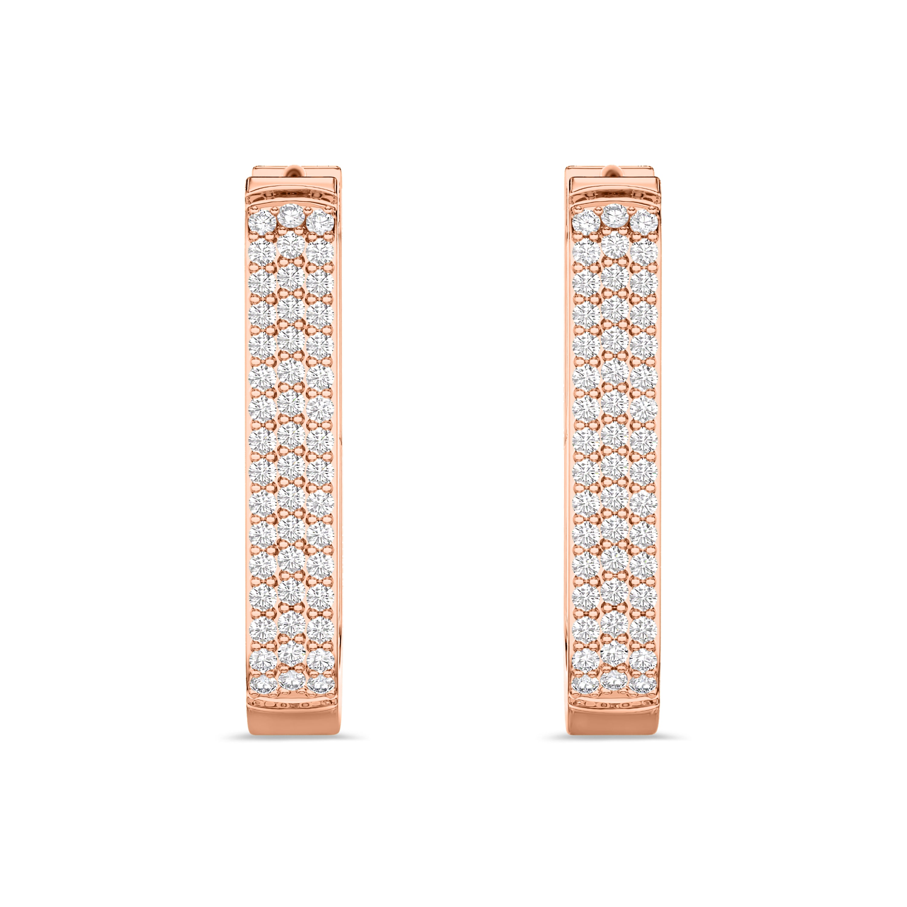 Rectangle diamond hoops in 18k rose gold, 0.3 carats, FG color and SI clarity #gold_rose