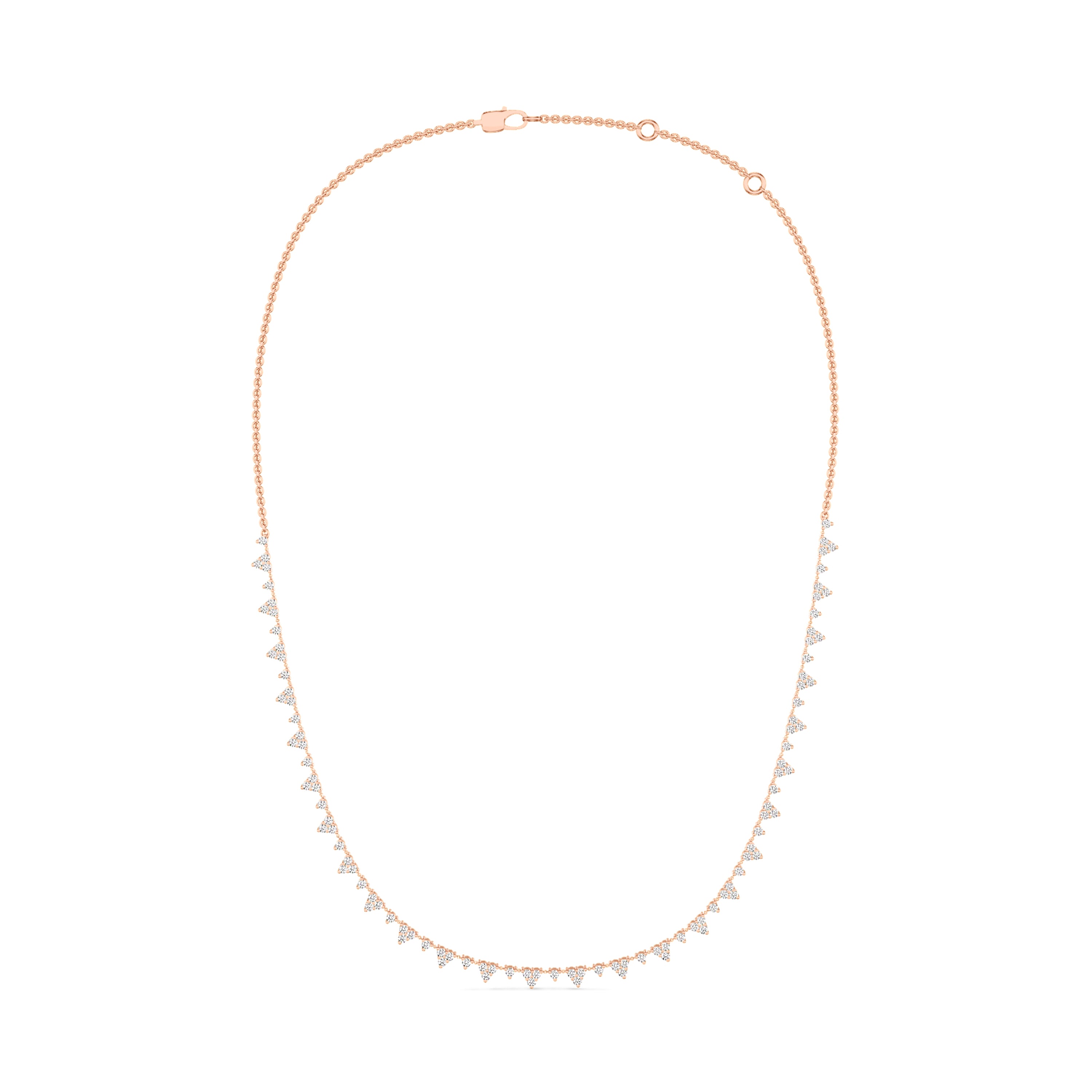 Trinity diamond floating necklace in 18k gold, 1.89 carats, FG color and SI clarity #gold_rose