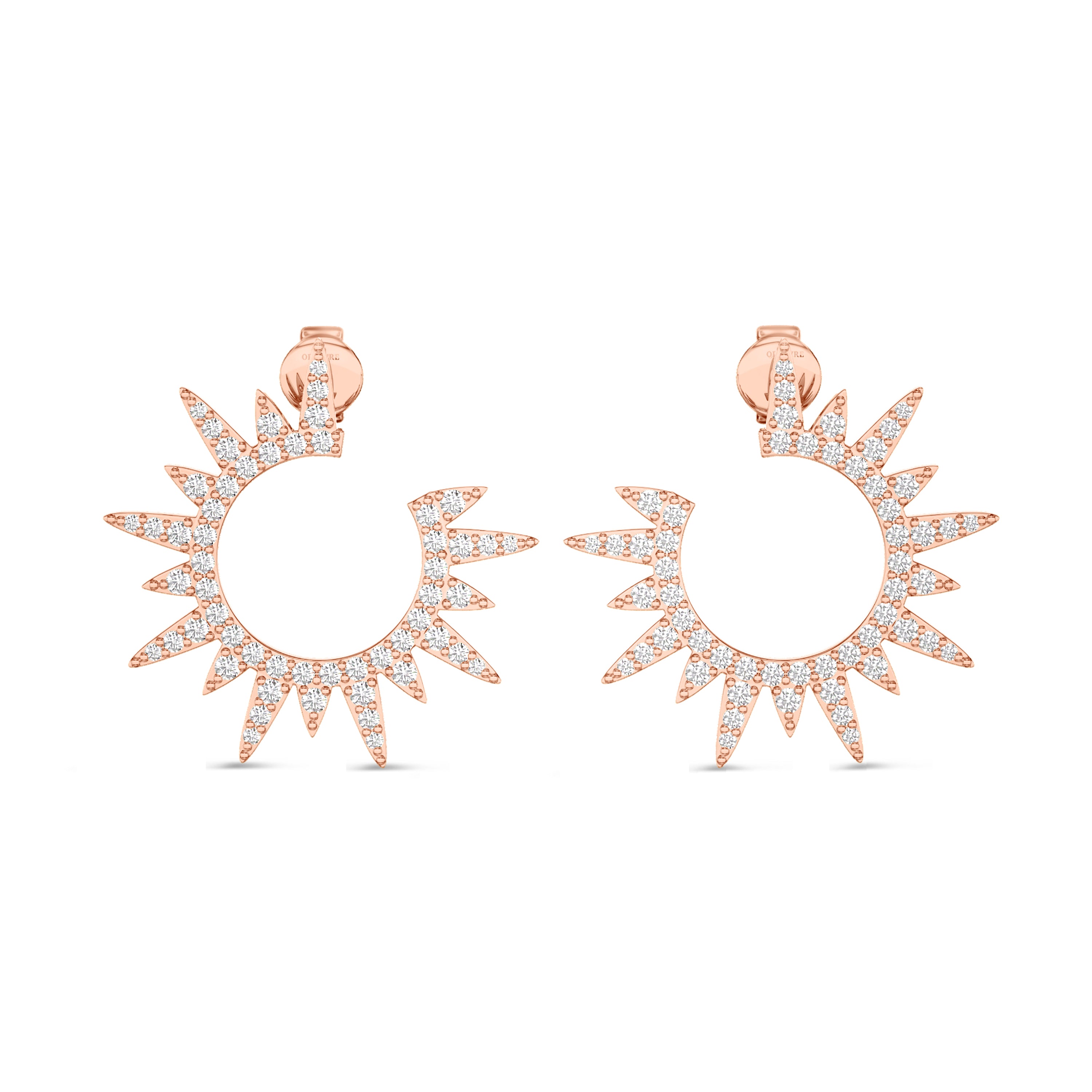 Starburst diamond earrings in 18k rose gold, 0.76 carats, FG color and SI clarity #gold_rose