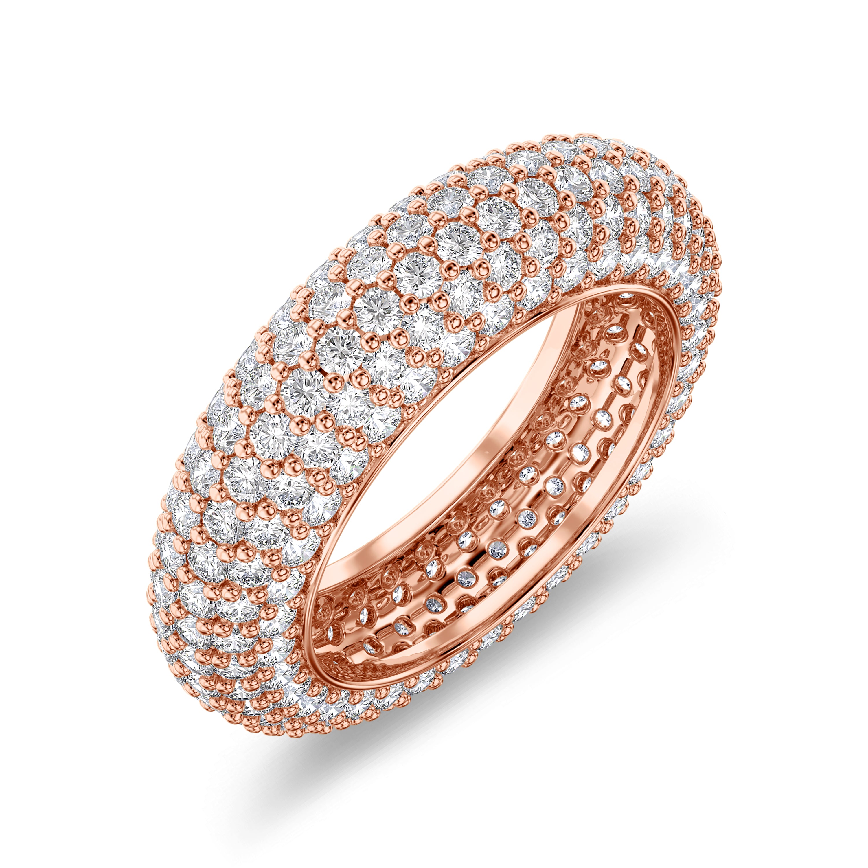 Pavè full diamond ring in 18k gold, 4.28 carats, FG color and SI clarity #gold_rose
