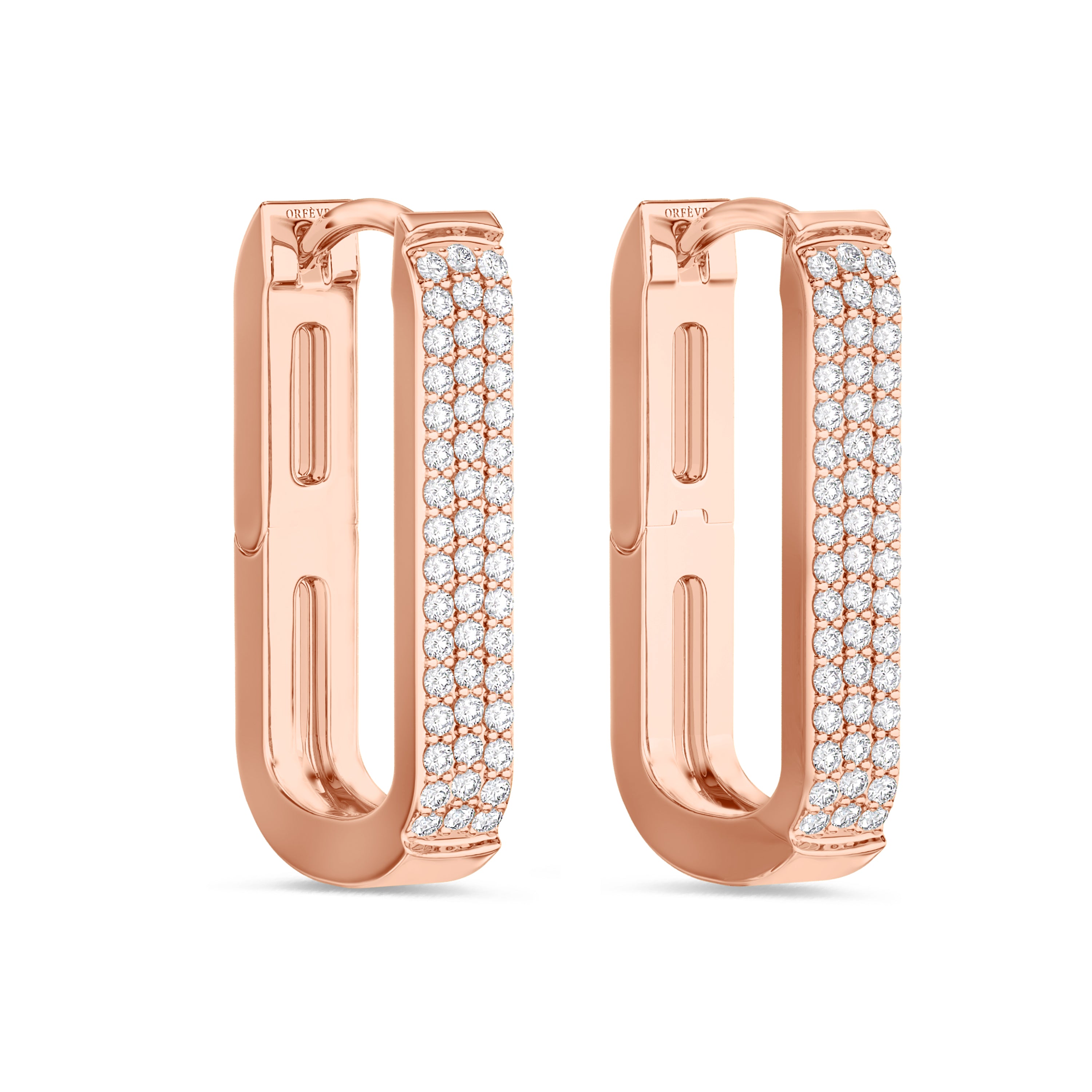 Rectangle diamond hoops in 18k rose gold, 0.3 carats, FG color and SI clarity #gold_rose