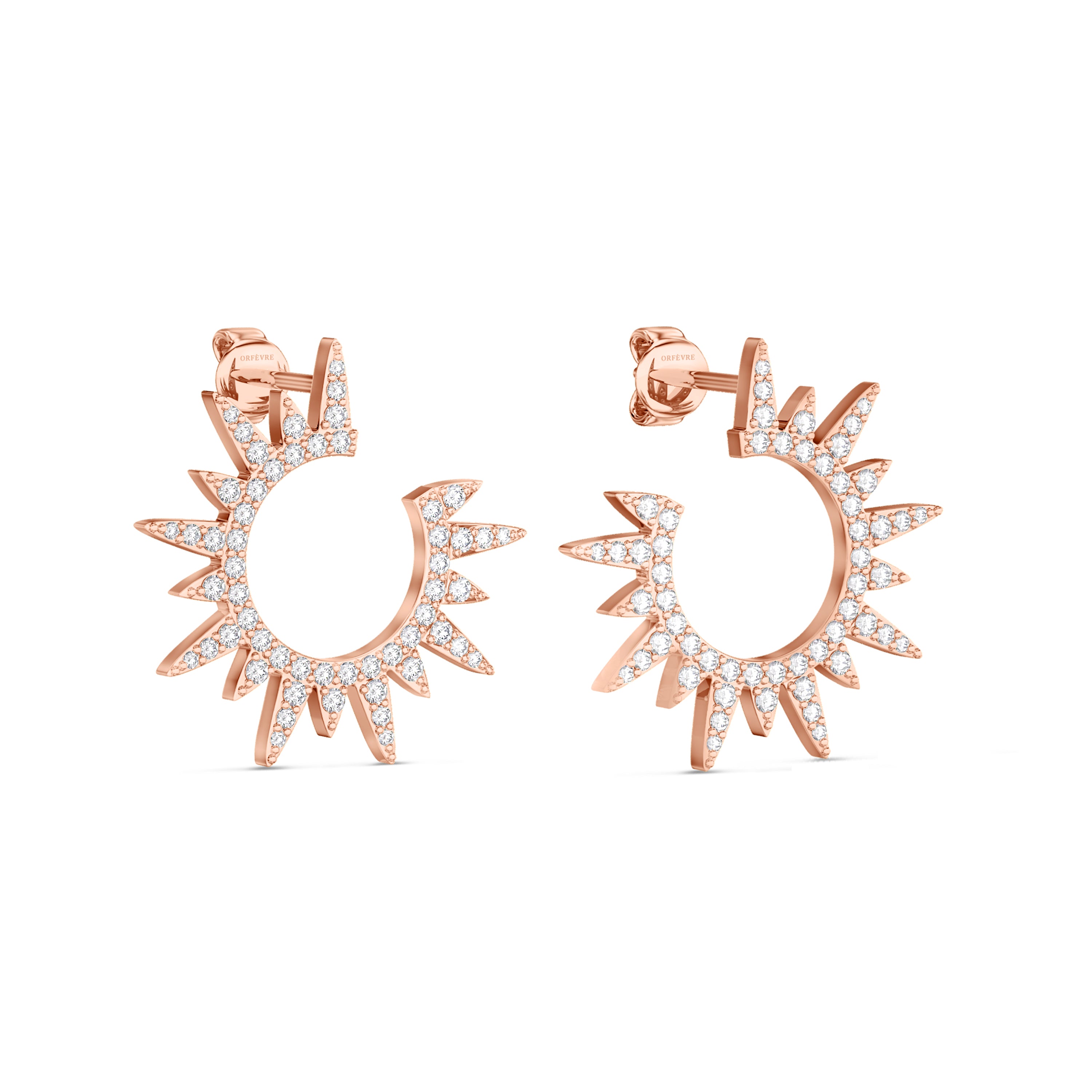 Starburst diamond earrings in 18k rose gold, 0.76 carats, FG color and SI clarity #gold_rose