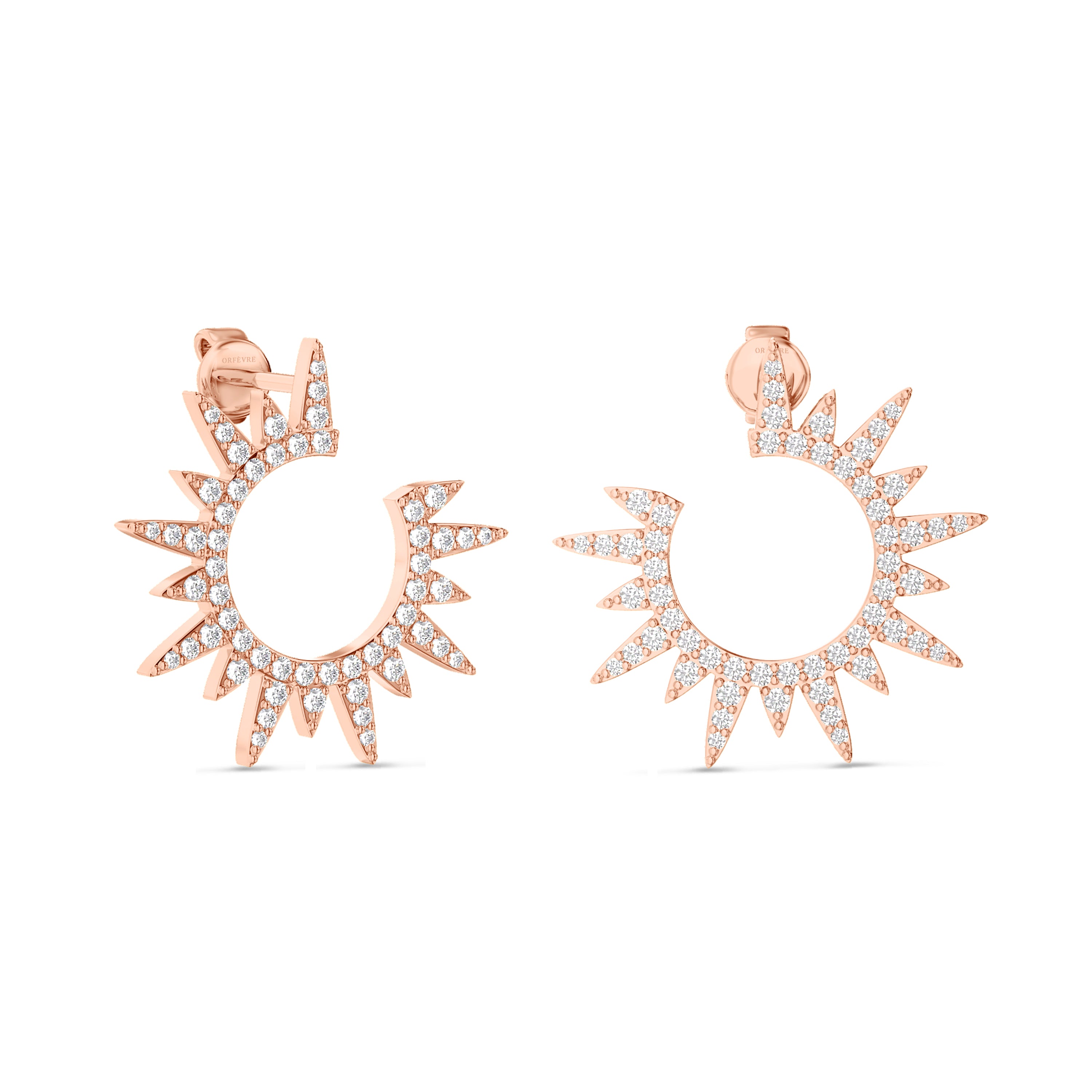 Starburst diamond earrings in 18k rose gold, 0.76 carats, FG color and SI clarity #gold_rose