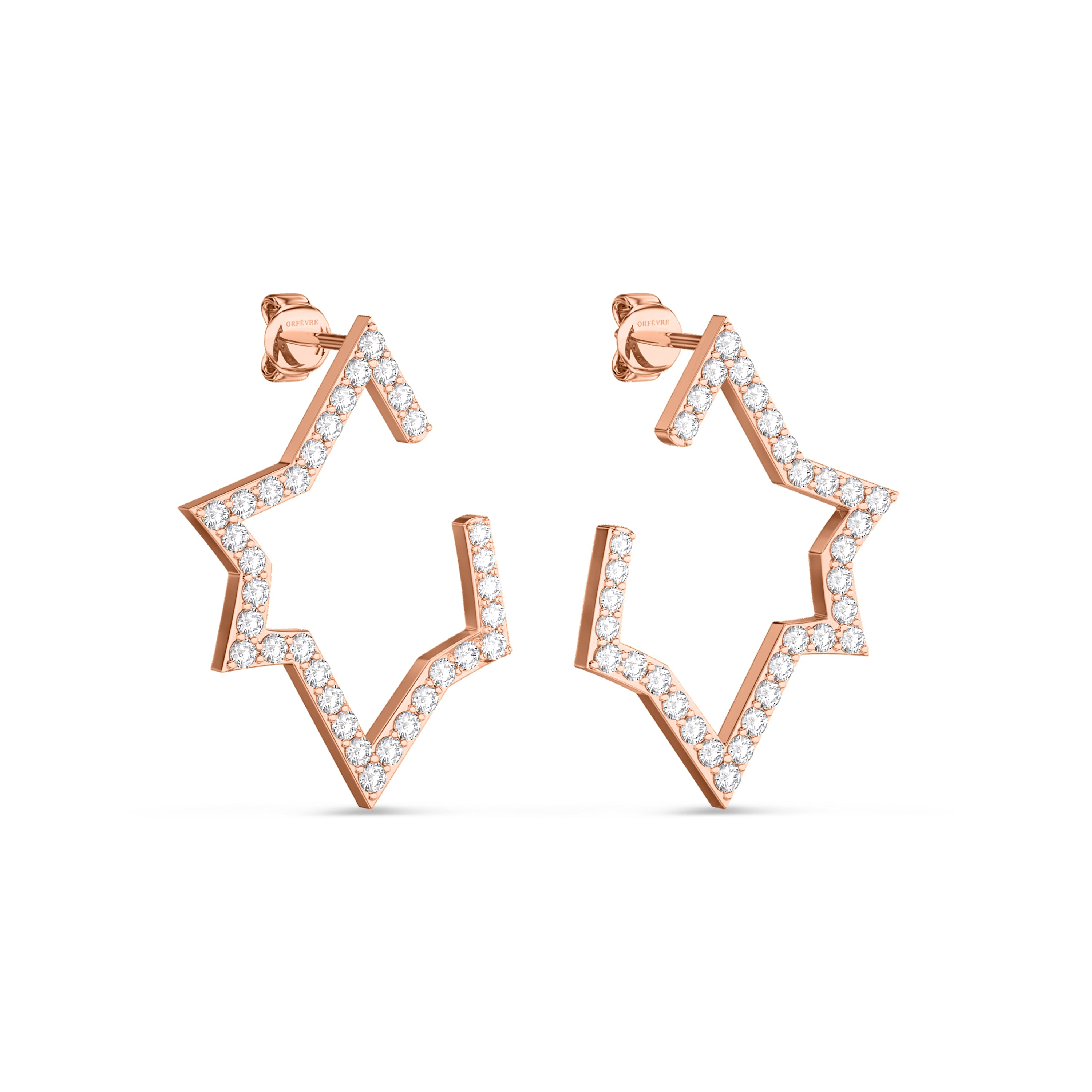 18k rose gold star shaped diamond earring in 0.92 carats in FG color and SI clarity #gold_rose