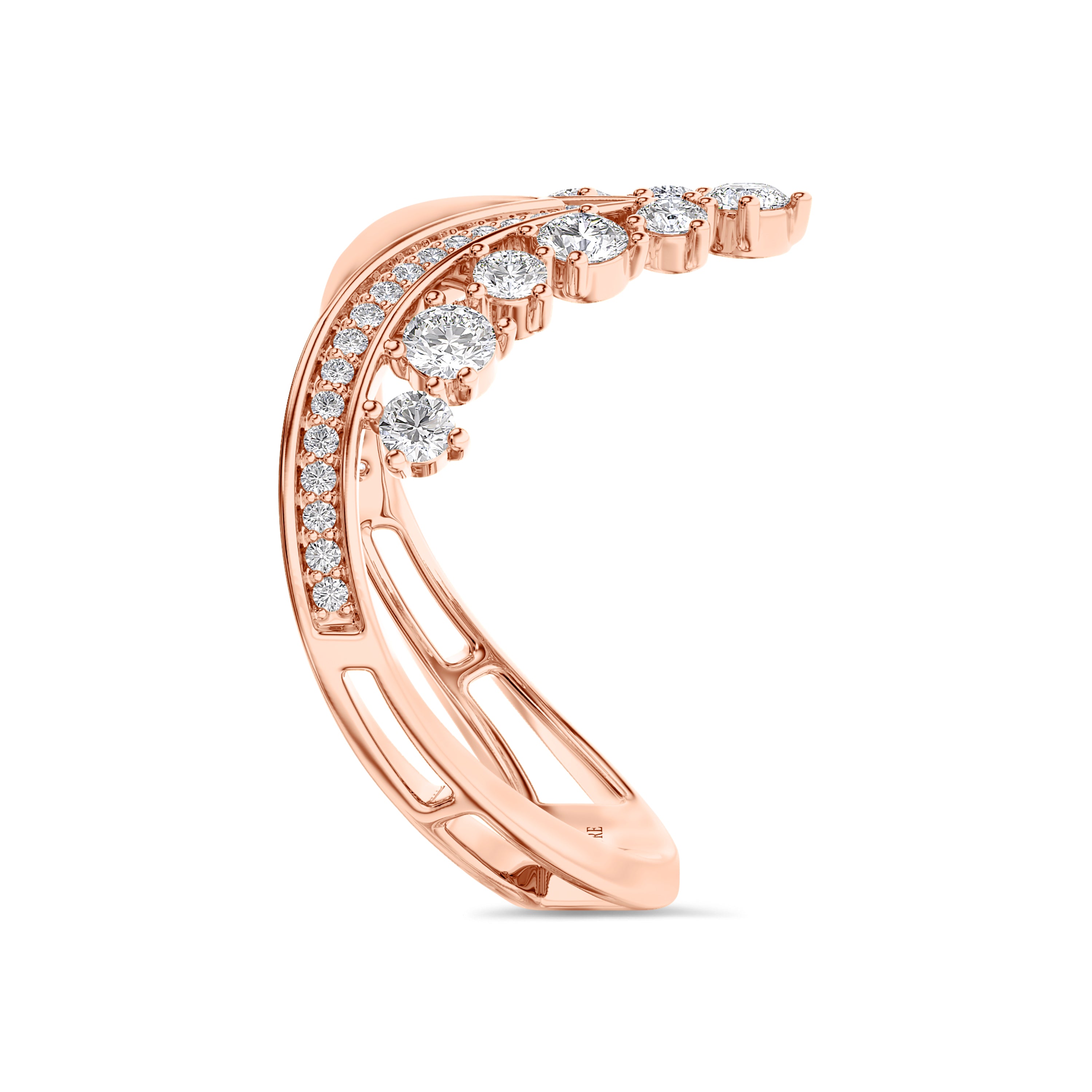 Chevron diamond ring in 18k gold, 0.70 carat, FG color and SI clarity #gold_rose