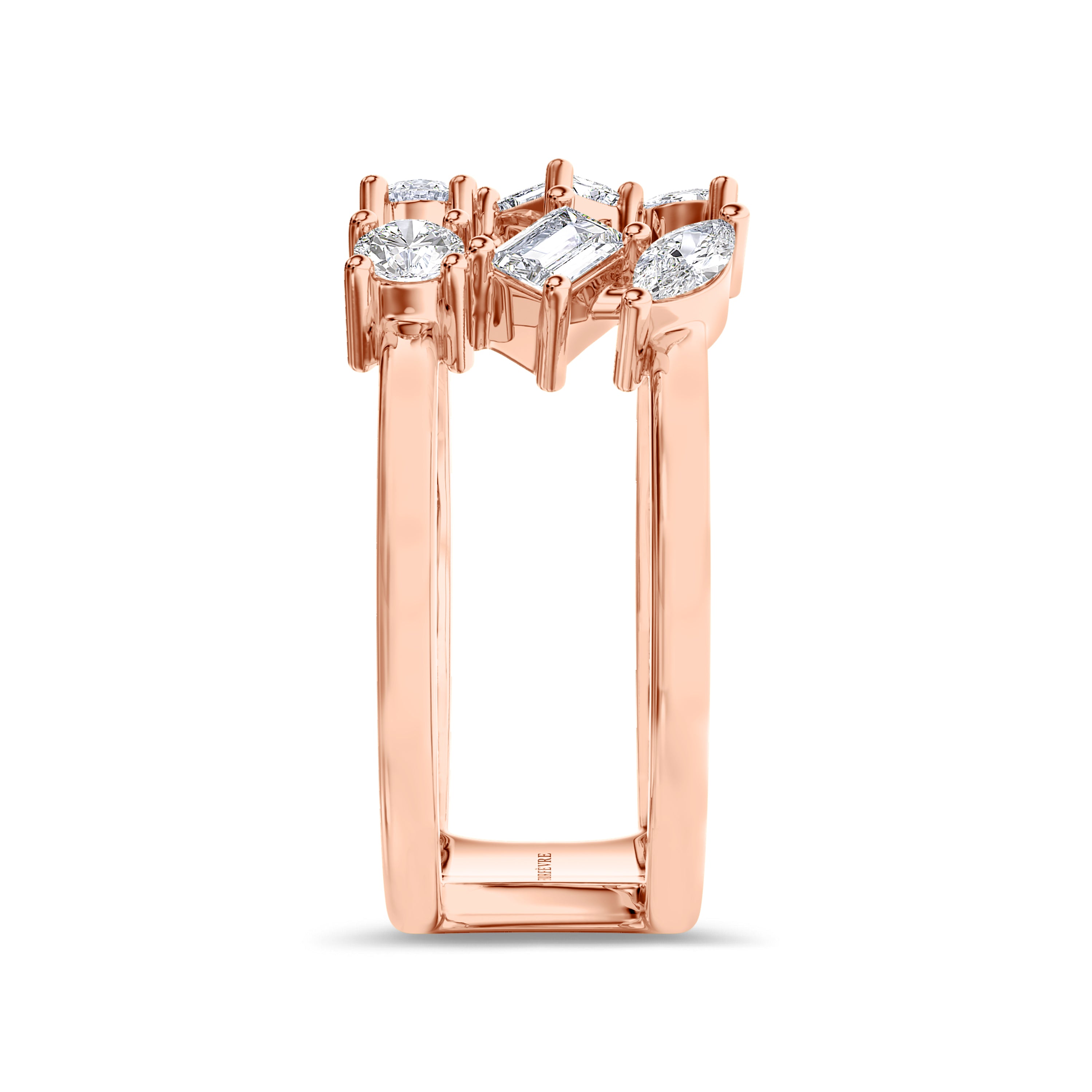 Tri diamond cut ring in 18k gold, 0.8 carats total, FG color and SI clarity #gold_rose