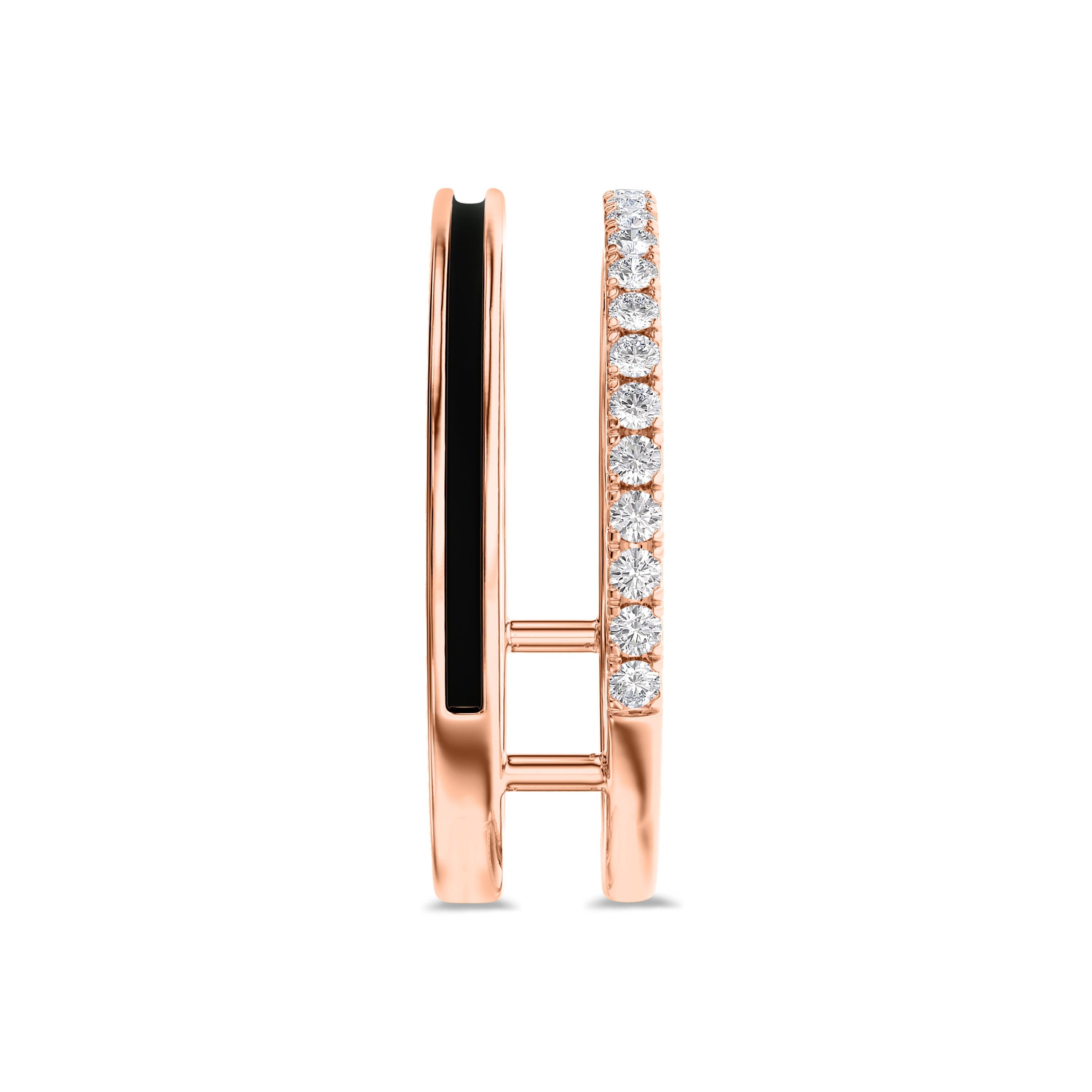 Diamond and black enamel ring in 18k gold, approx 0.24 carat, FG color, SI clarity #gold_rose