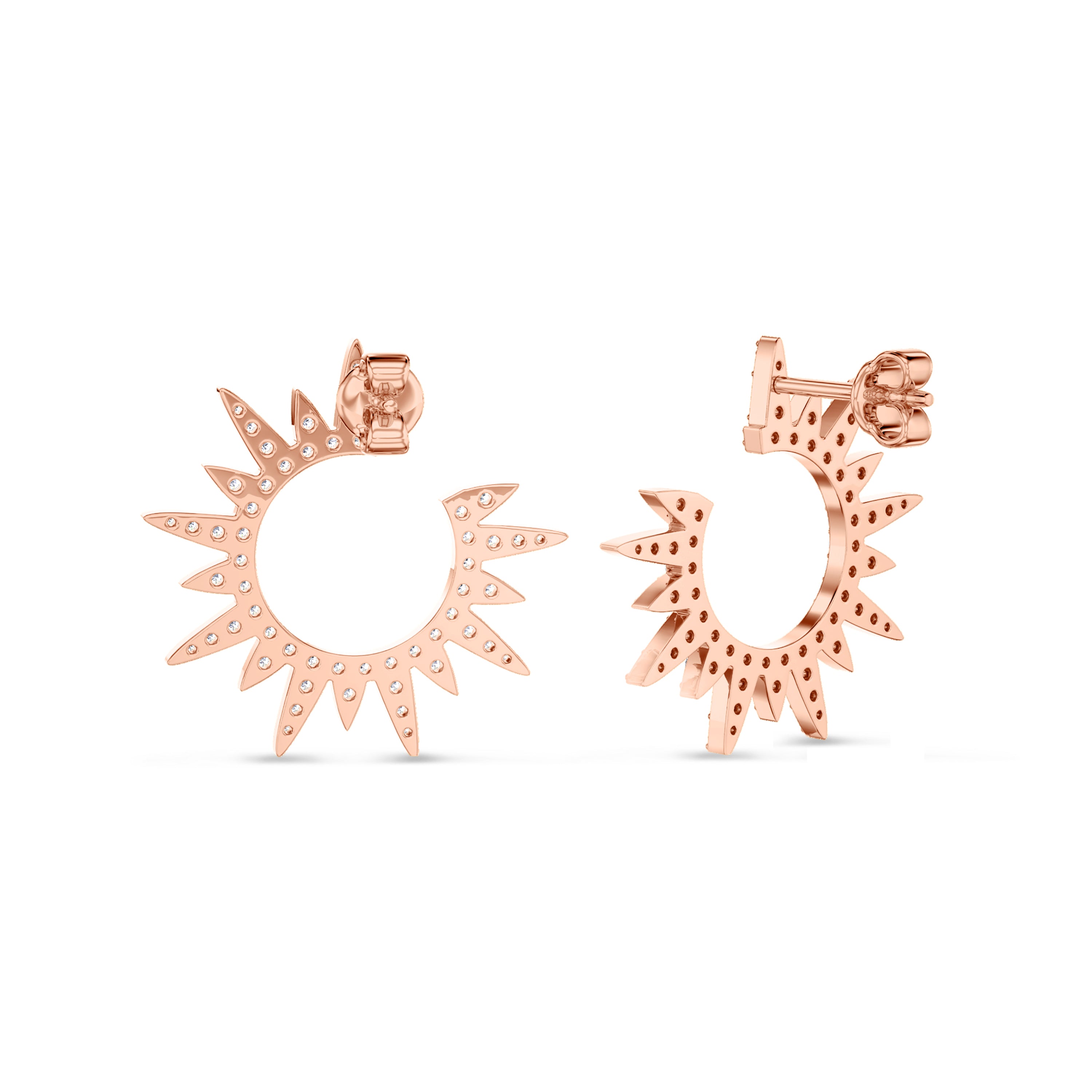 Starburst diamond earrings in 18k rose gold, 0.76 carats, FG color and SI clarity #gold_rose