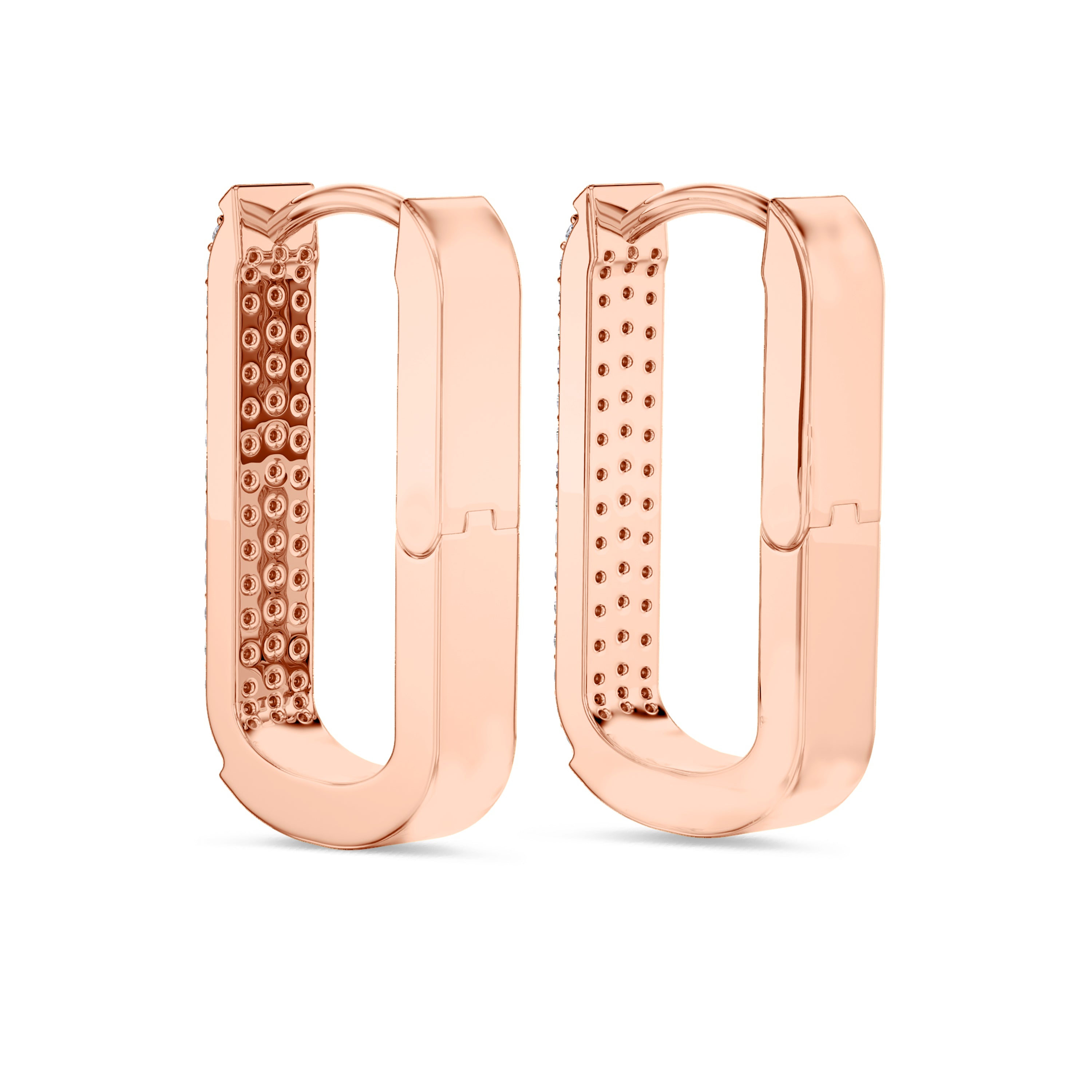 Rectangle diamond hoops in 18k rose gold, 0.3 carats, FG color and SI clarity #gold_rose