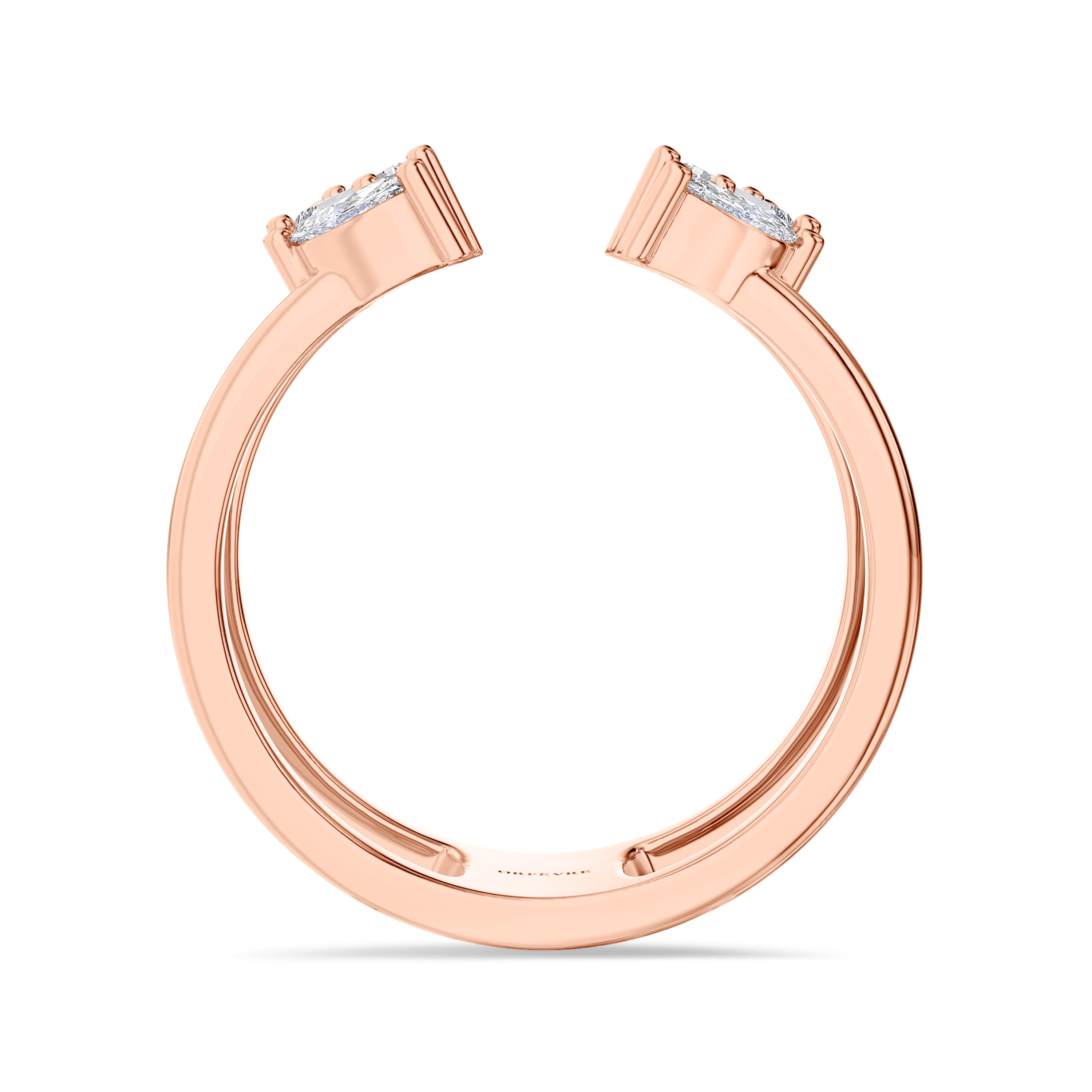 Tri diamond cut ring in 18k gold, 0.8 carats total, FG color and SI clarity #gold_rose