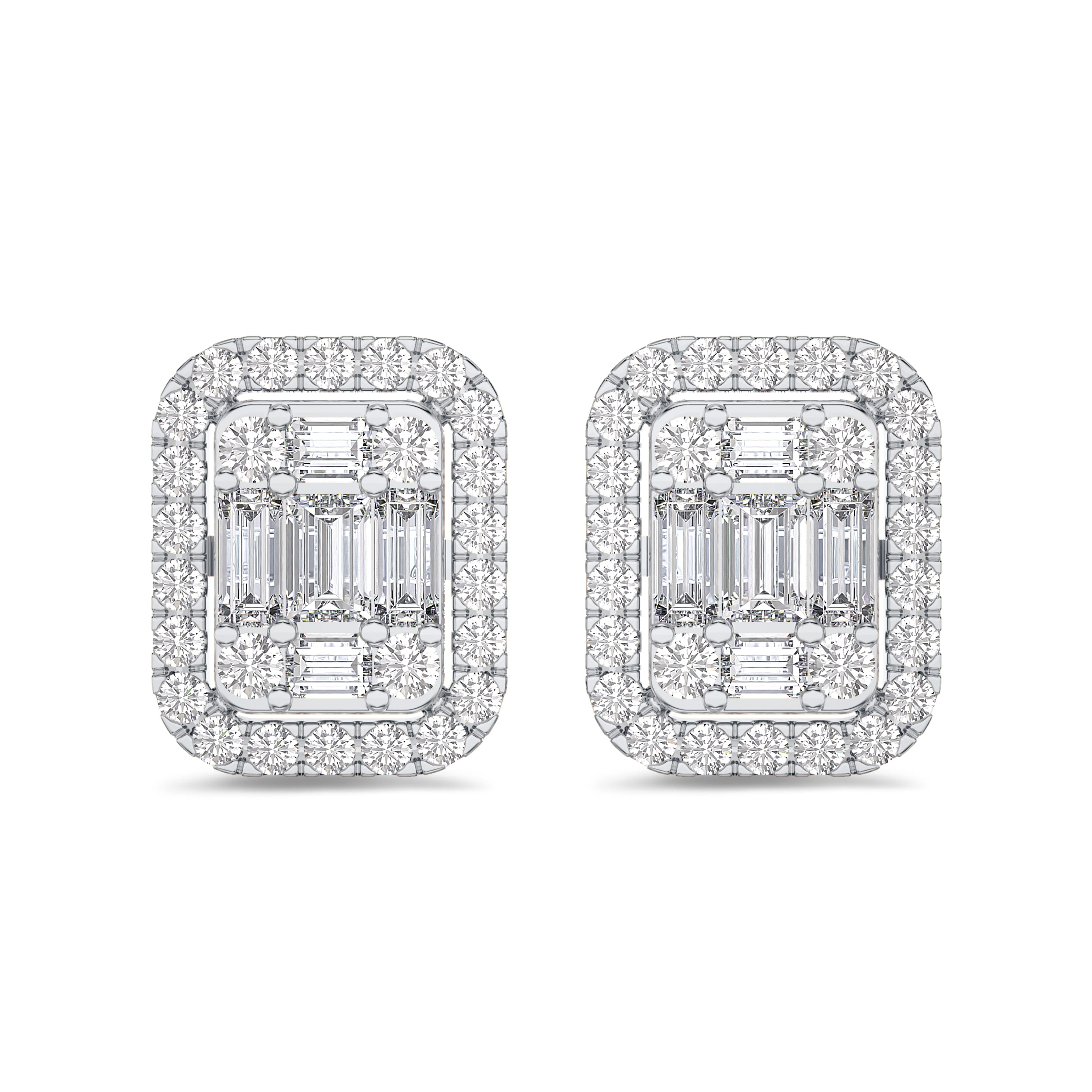 baguette and round cut white gold diamond earrings in 18k, FG color and SI clarity. 0.48 carat #gold_white