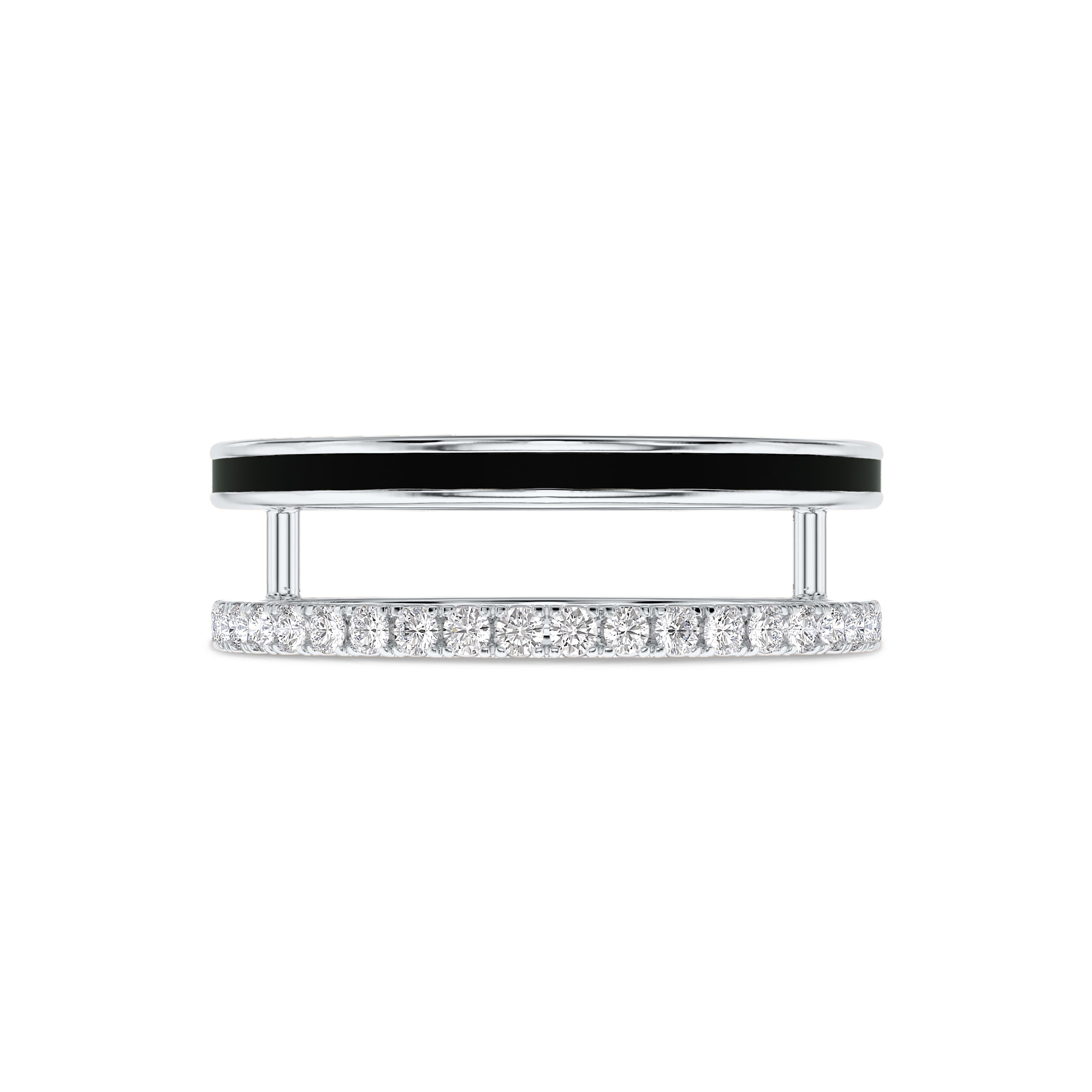 Diamond and black enamel ring in 18k gold, approx 0.24 carat, FG color, SI clarity #gold_white