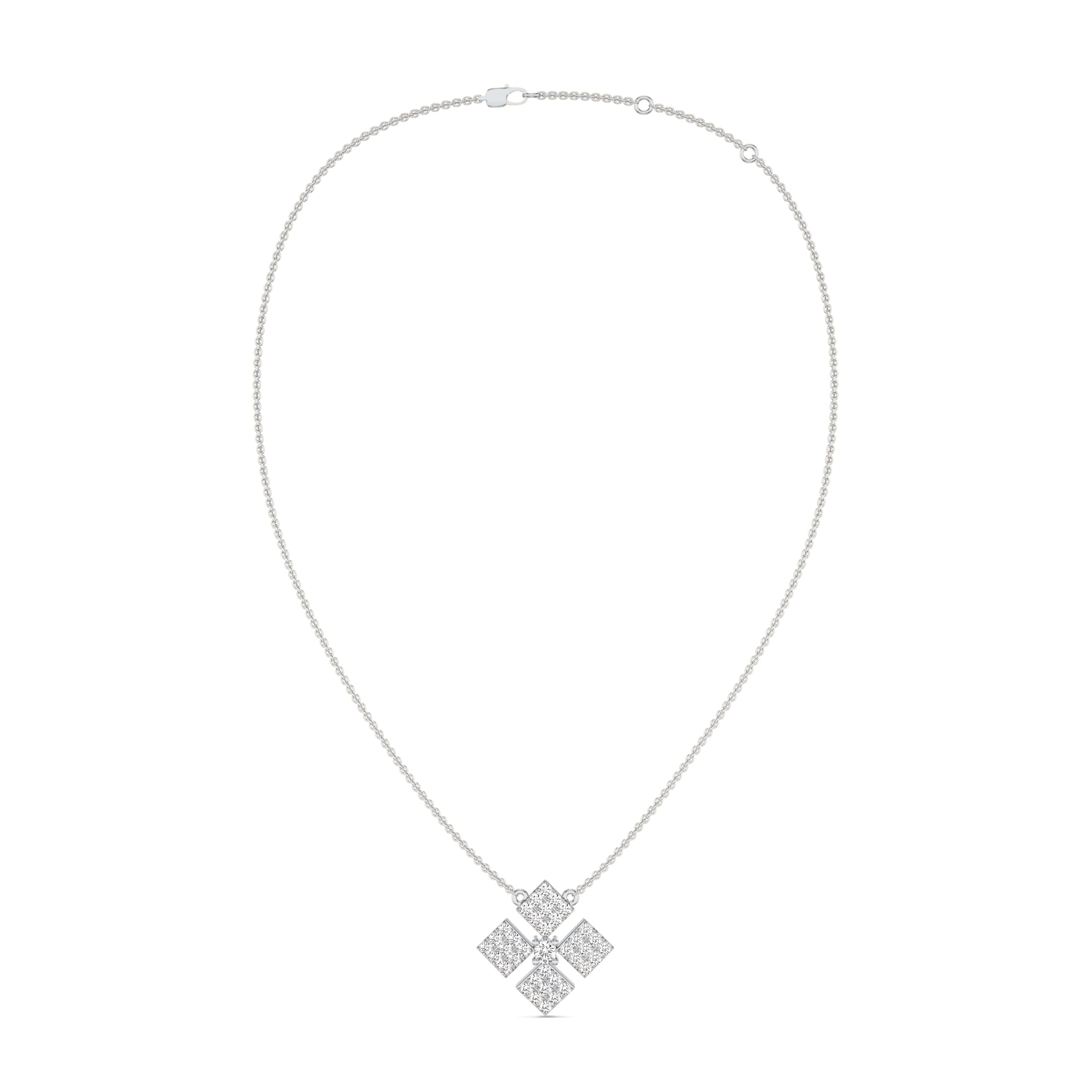 Diamond tetra necklace in 18k gold, 0.47 carat, FG color and SI clarity #gold_white