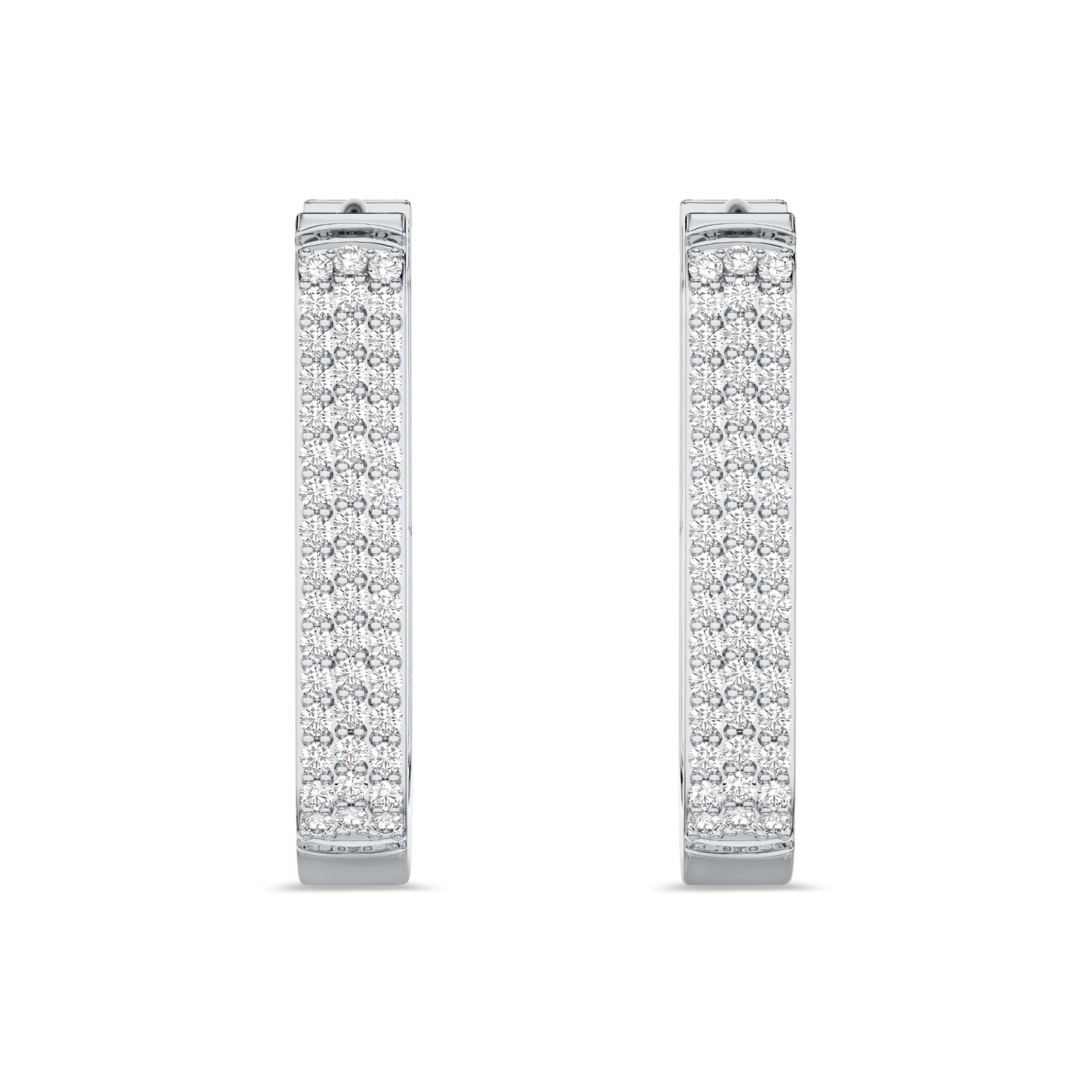 Rectangle diamond hoops in 18k white gold, 0.3 carats, FG color and SI clarity #gold_white