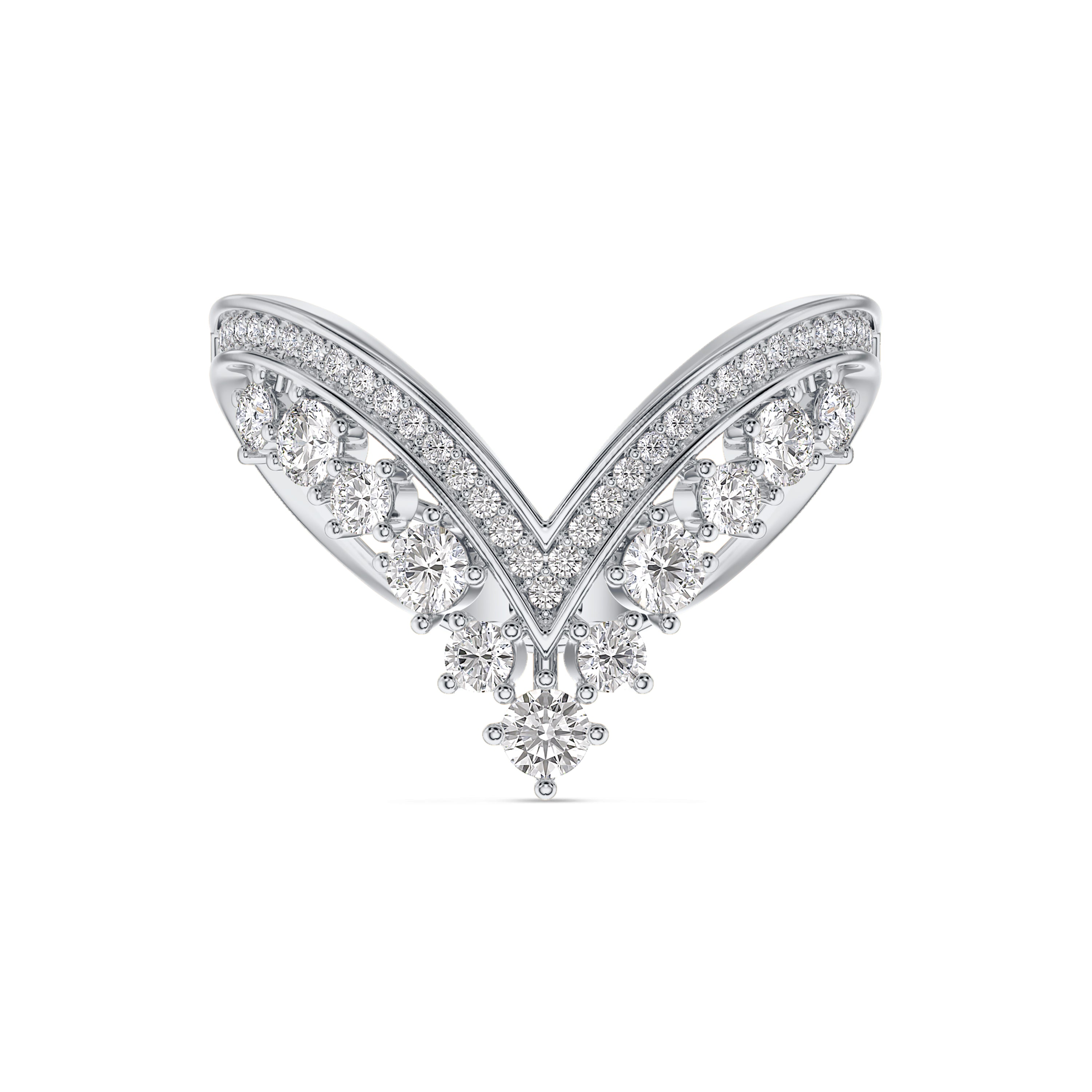 Chevron diamond ring in 18k gold, 0.70 carat, FG color and SI clarity #gold_white