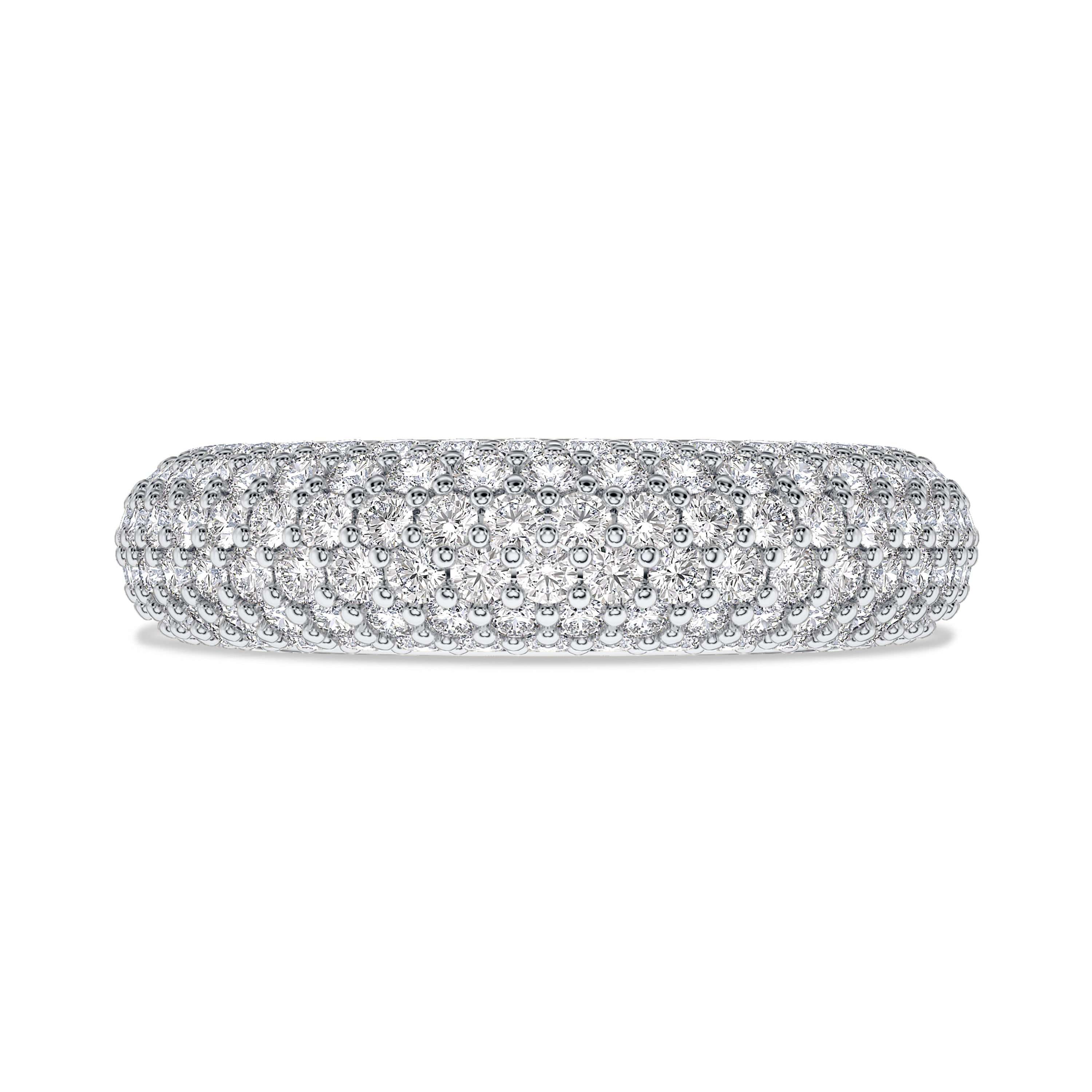 Pavè full diamond ring in 18k gold, 4.28 carats, FG color and SI clarity #gold_white