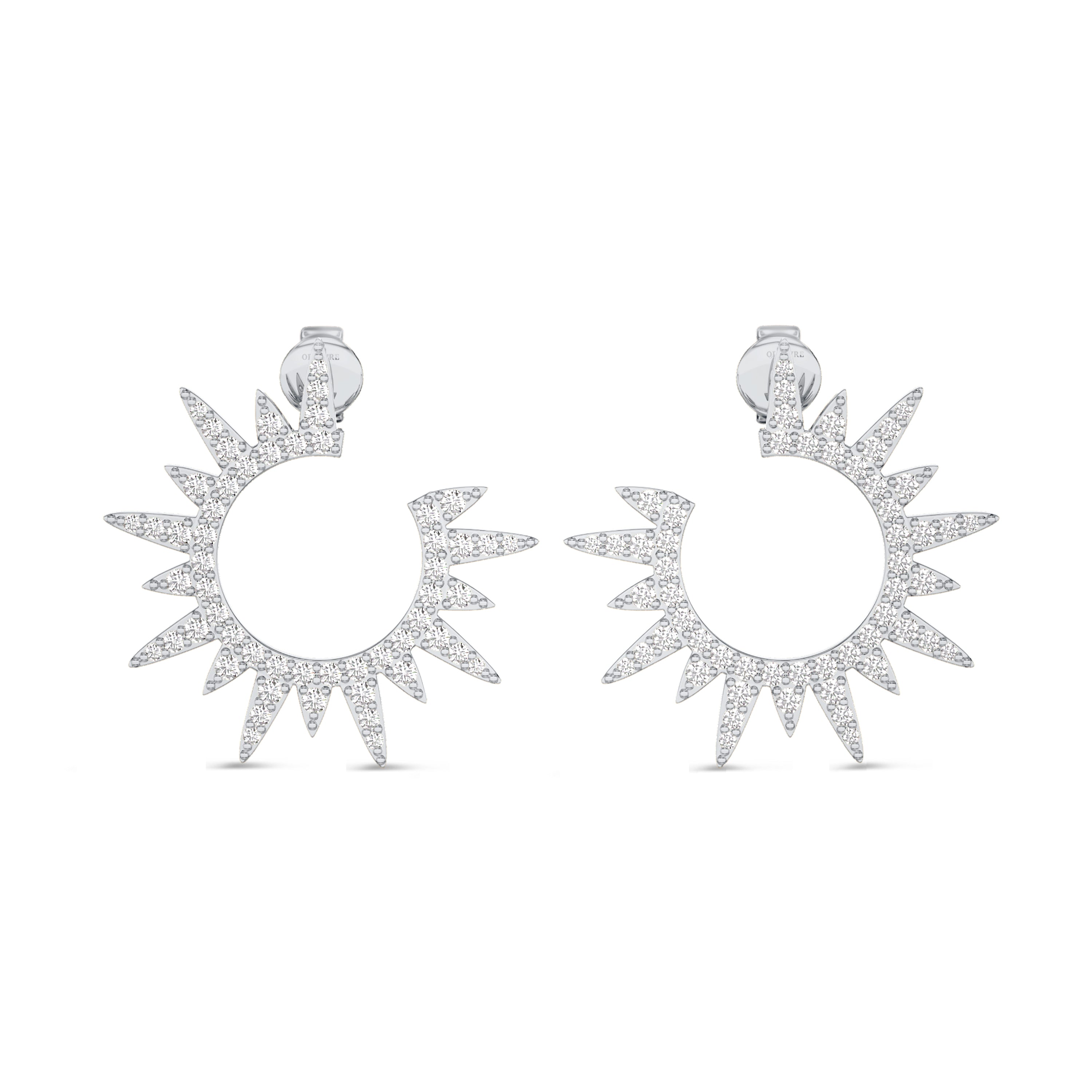 Starburst diamond earrings in 18k white gold, 0.76 carats, FG color and SI clarity #gold_white