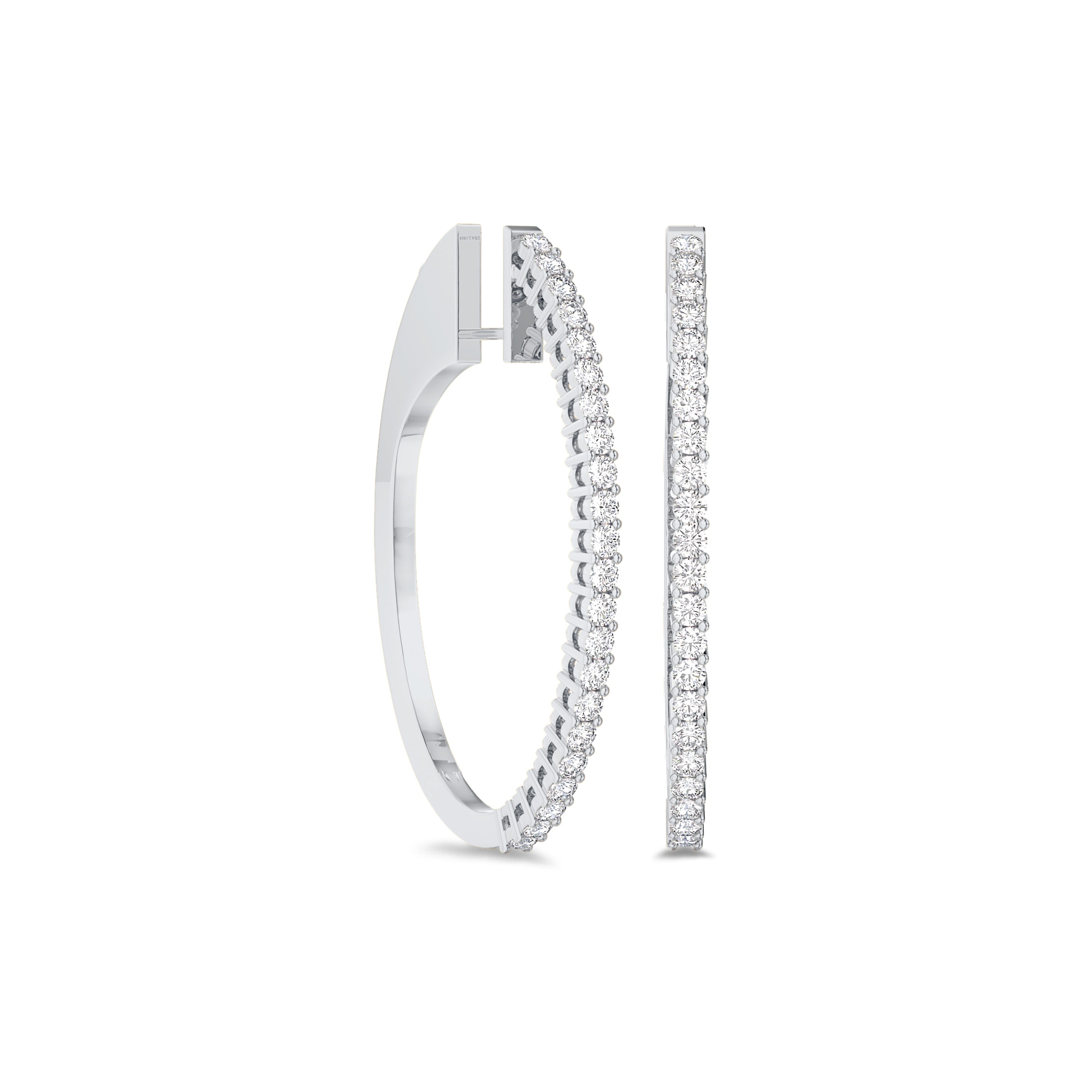 18k white gold diamond hoop earrings in 1.49 carat, FG color and SI clarity