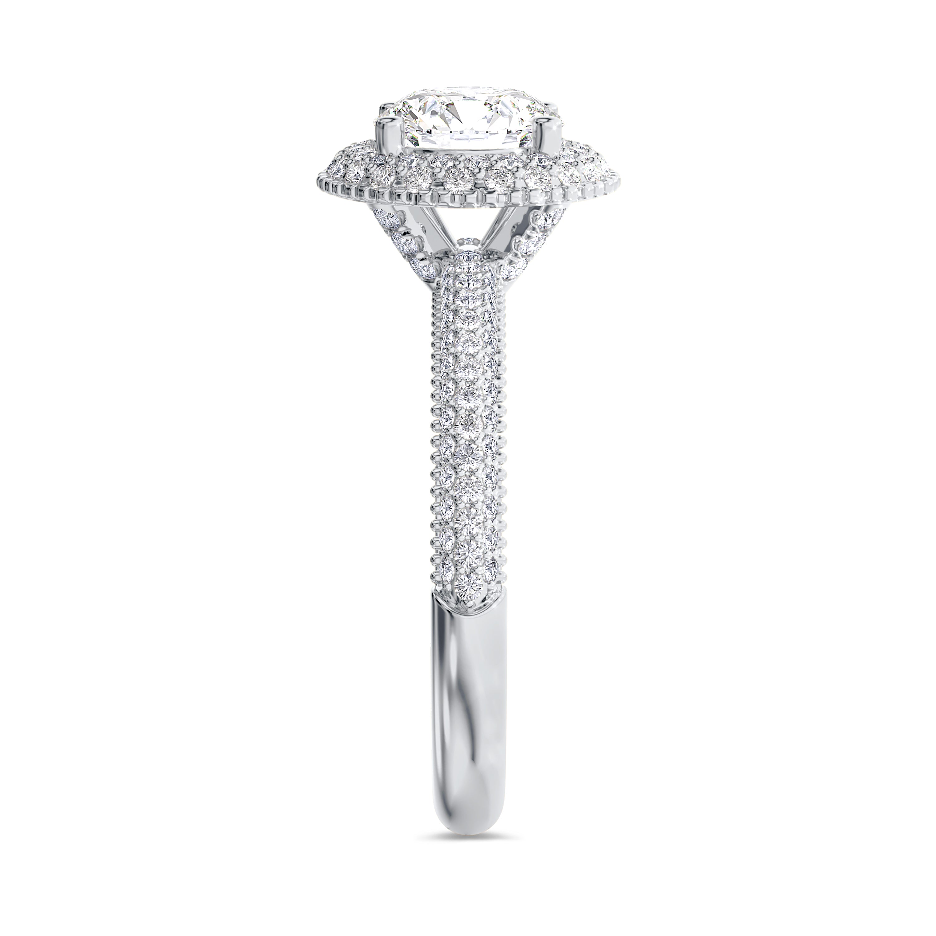 Halo engagement ring in 1.59 carats, F color, VS1 clarity, white gold #gold_white