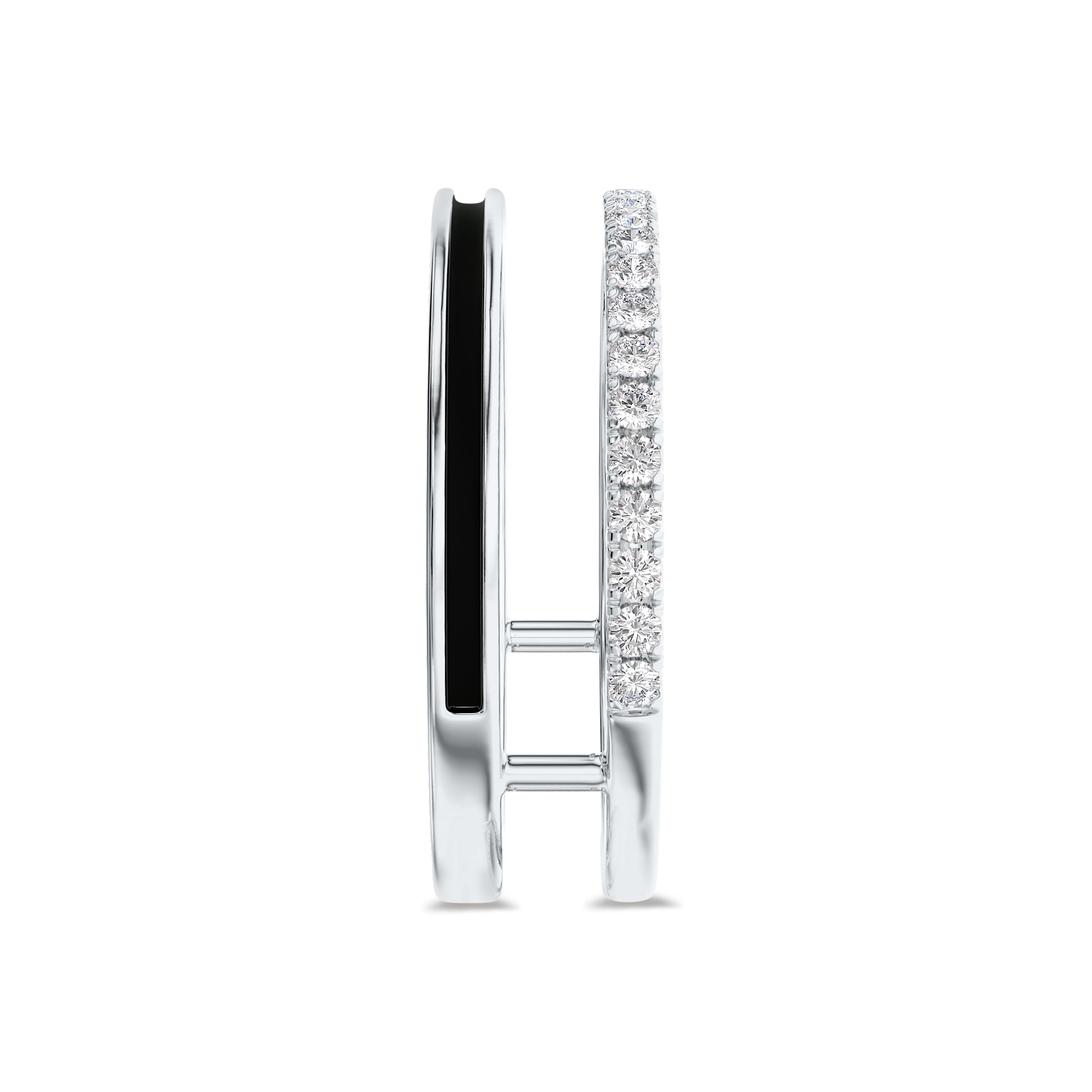 Diamond and black enamel ring in 18k gold, approx 0.24 carat, FG color, SI clarity #gold_white