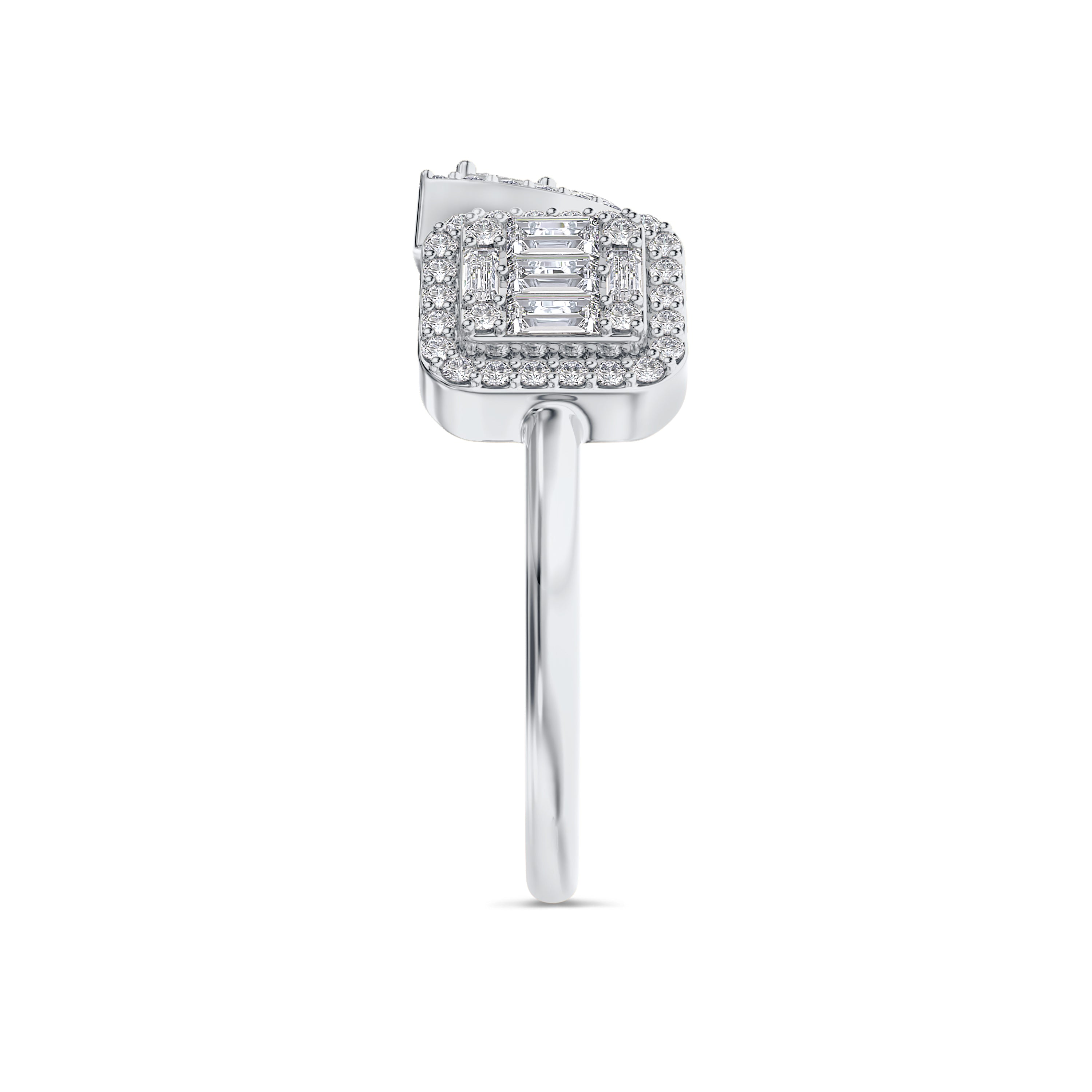Emerald and pear cut diamond ring in 18k gold, FG color and SI clarity, 0.598 carat #gold_white