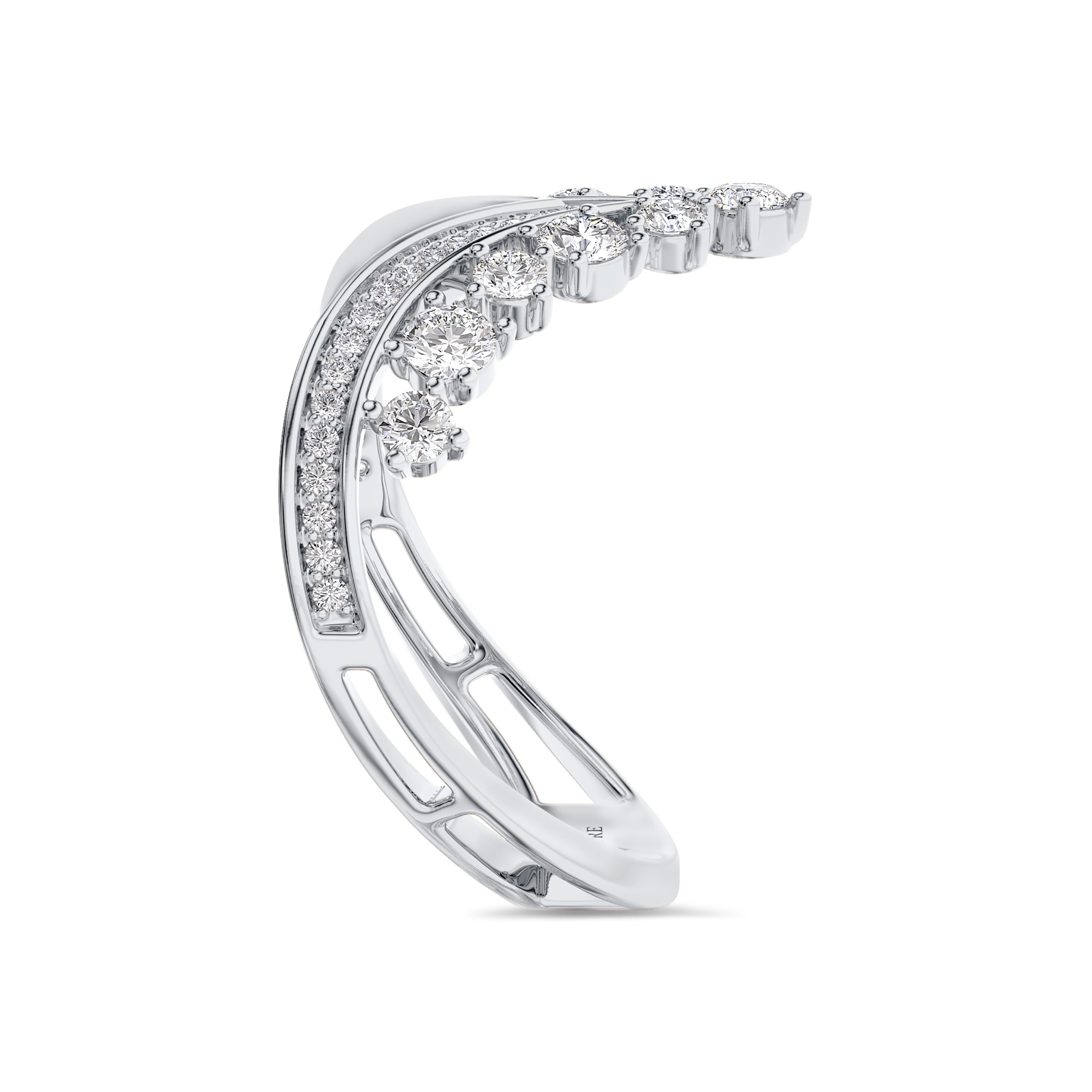 Chevron diamond ring in 18k gold, 0.70 carat, FG color and SI clarity #gold_white