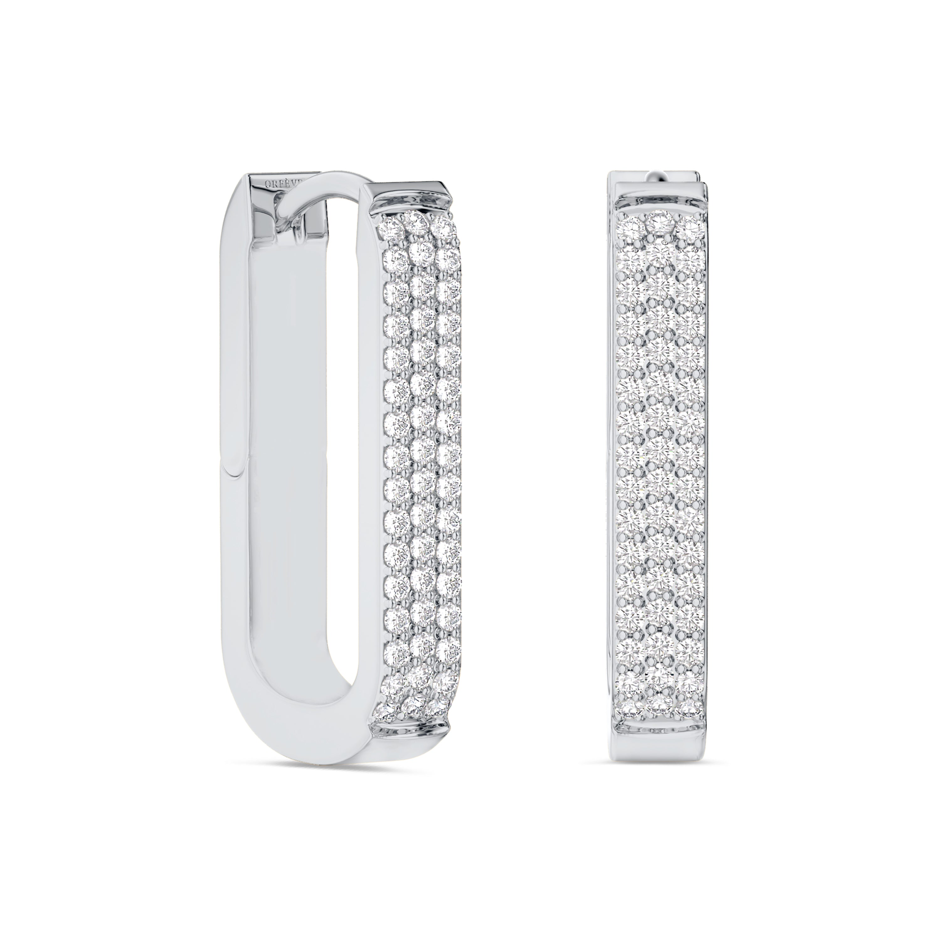 Rectangle diamond hoops in 18k white gold, 0.3 carats, FG color and SI clarity #gold_white
