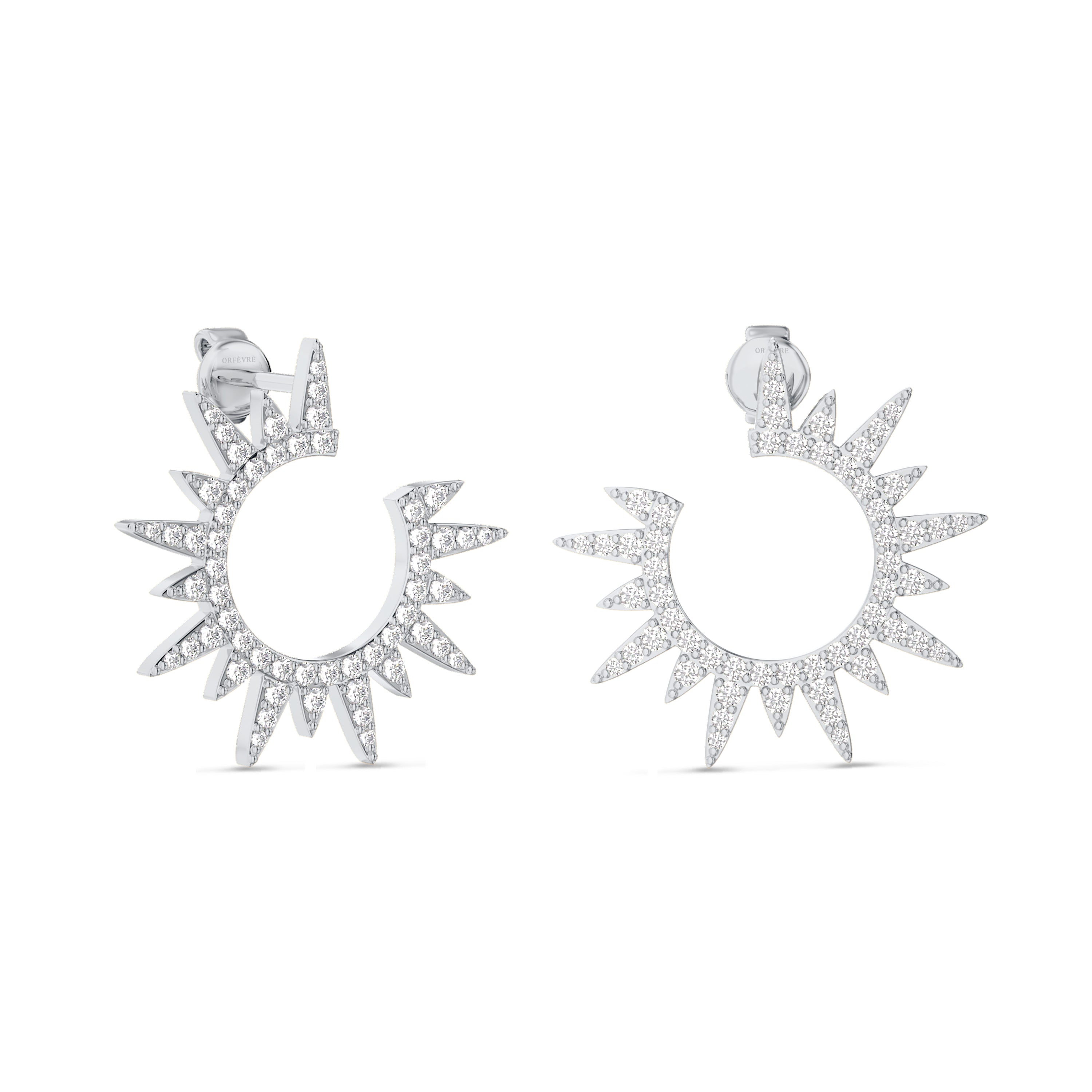 Starburst diamond earrings in 18k white gold, 0.76 carats, FG color and SI clarity #gold_white