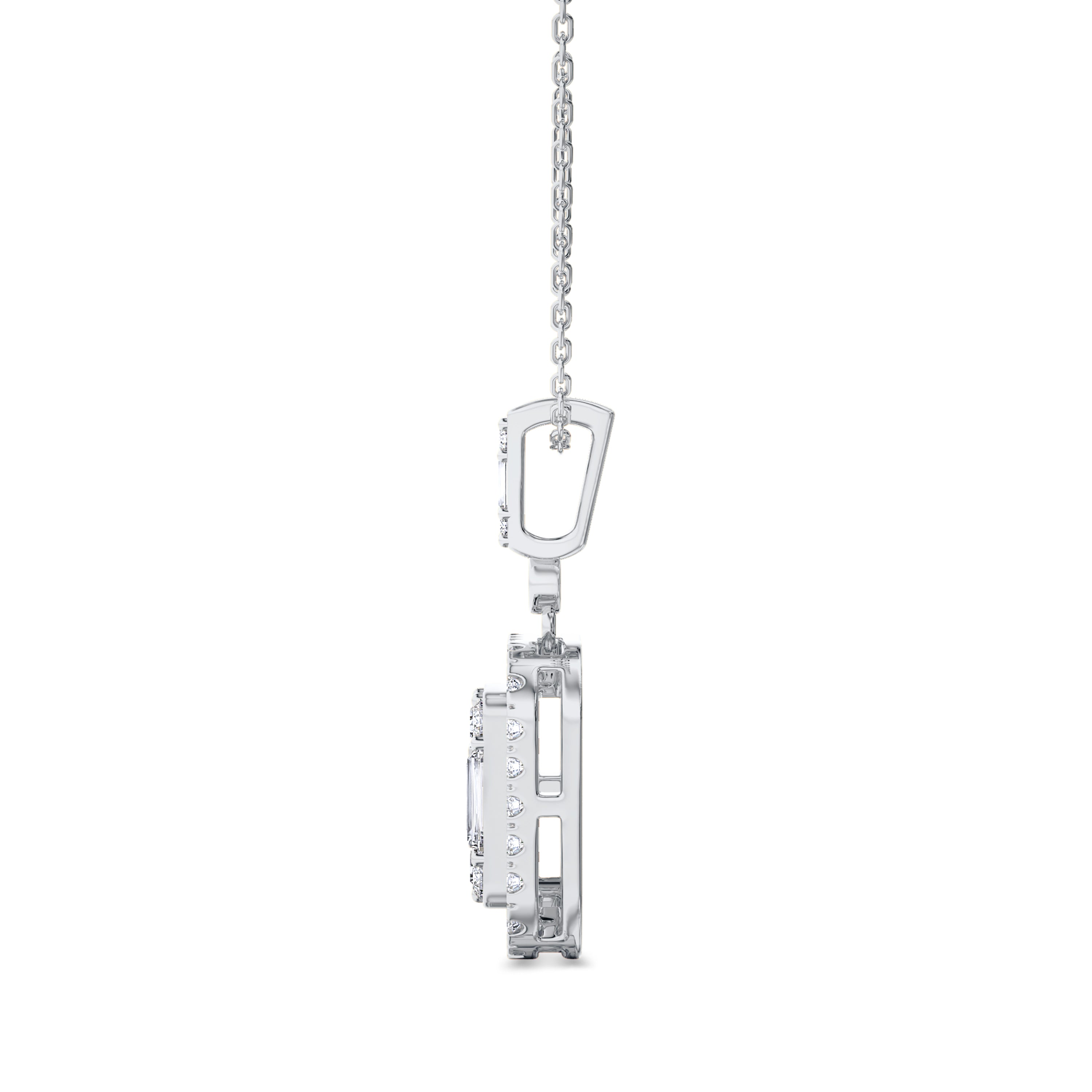 18k baguette and round diamond necklace in white gold, FG color and SI clarity, 0.34 carat #gold_white