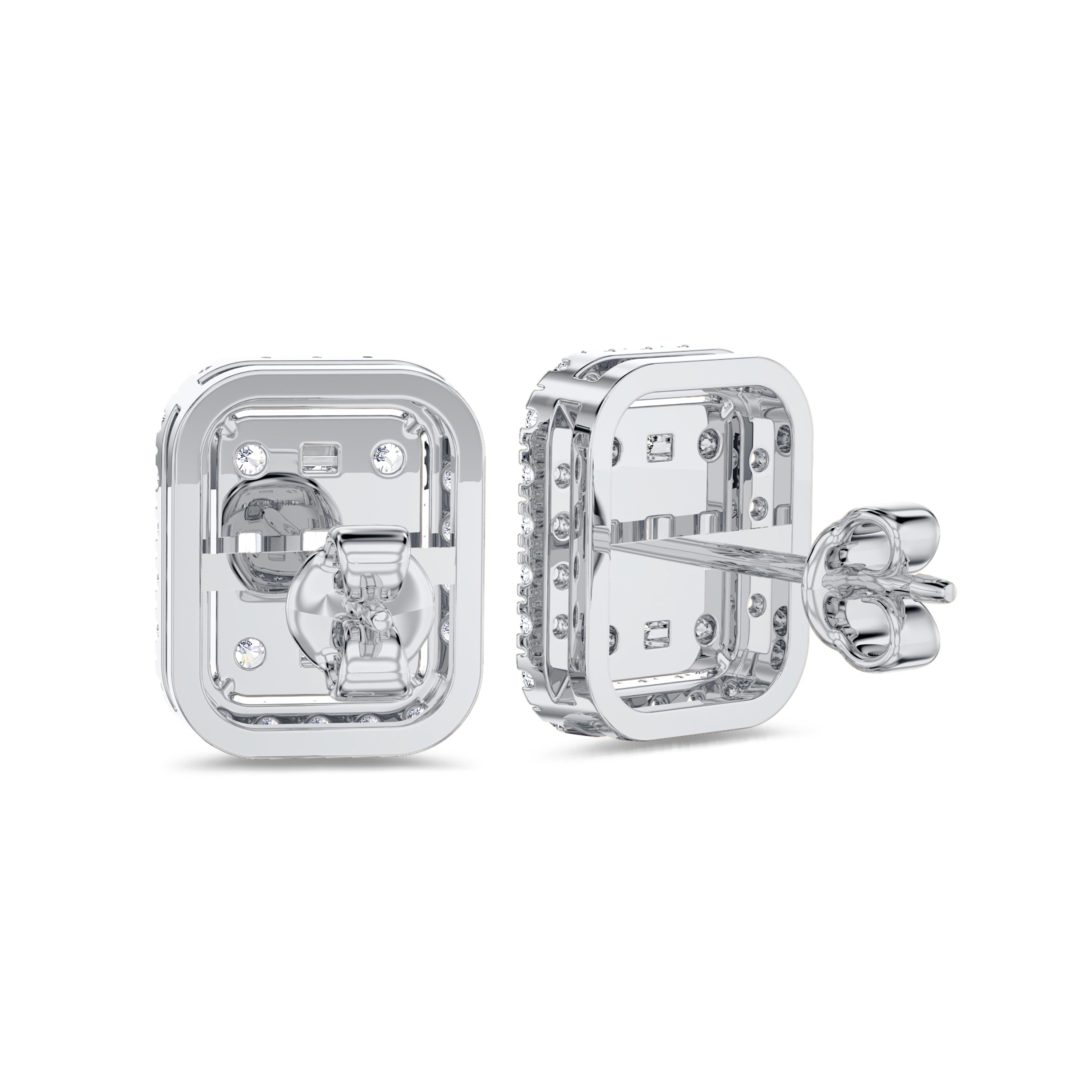 baguette and round cut white gold diamond earrings in 18k, FG color and SI clarity. 0.48 carat #gold_white