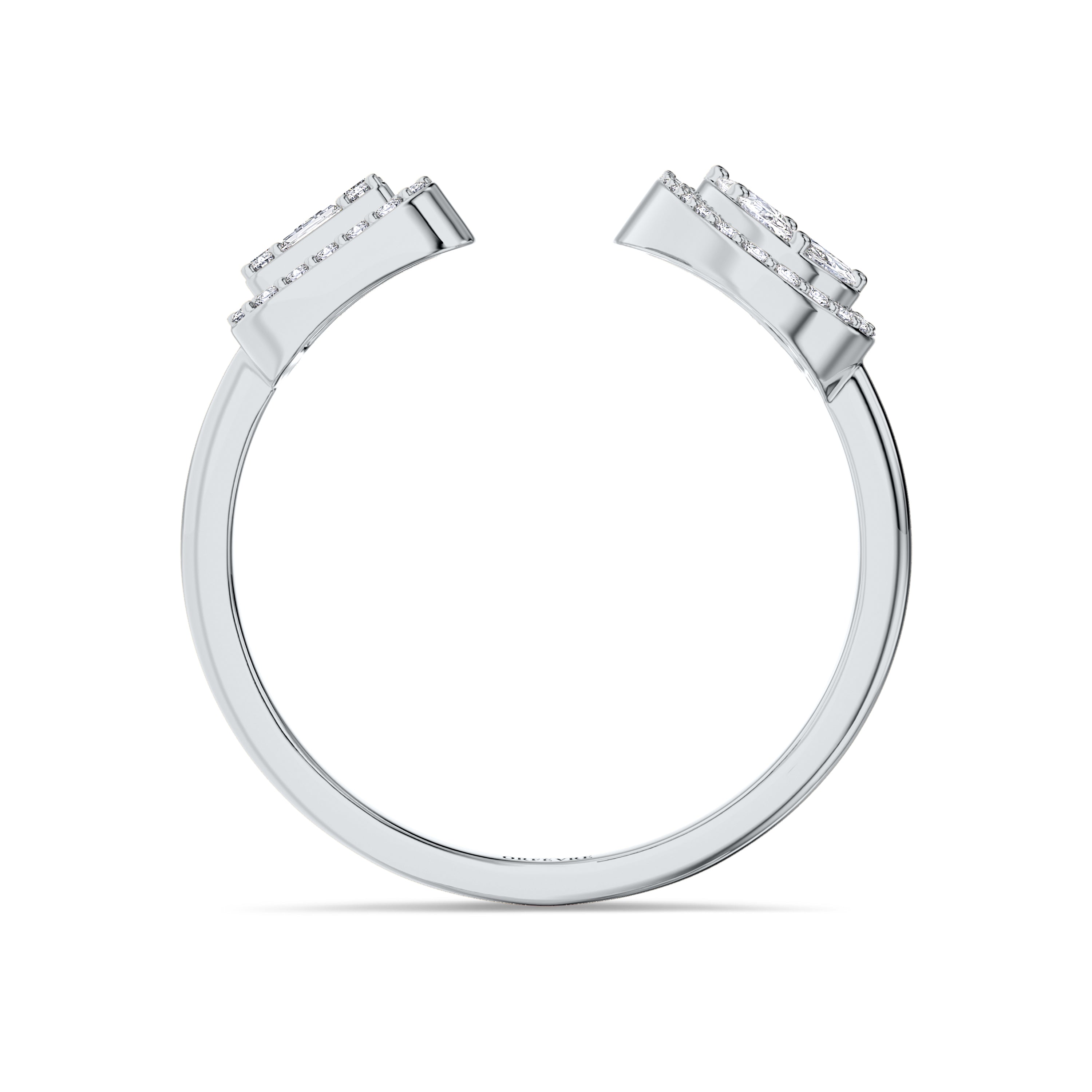 Emerald and pear cut diamond ring in 18k gold, FG color and SI clarity, 0.598 carat #gold_white