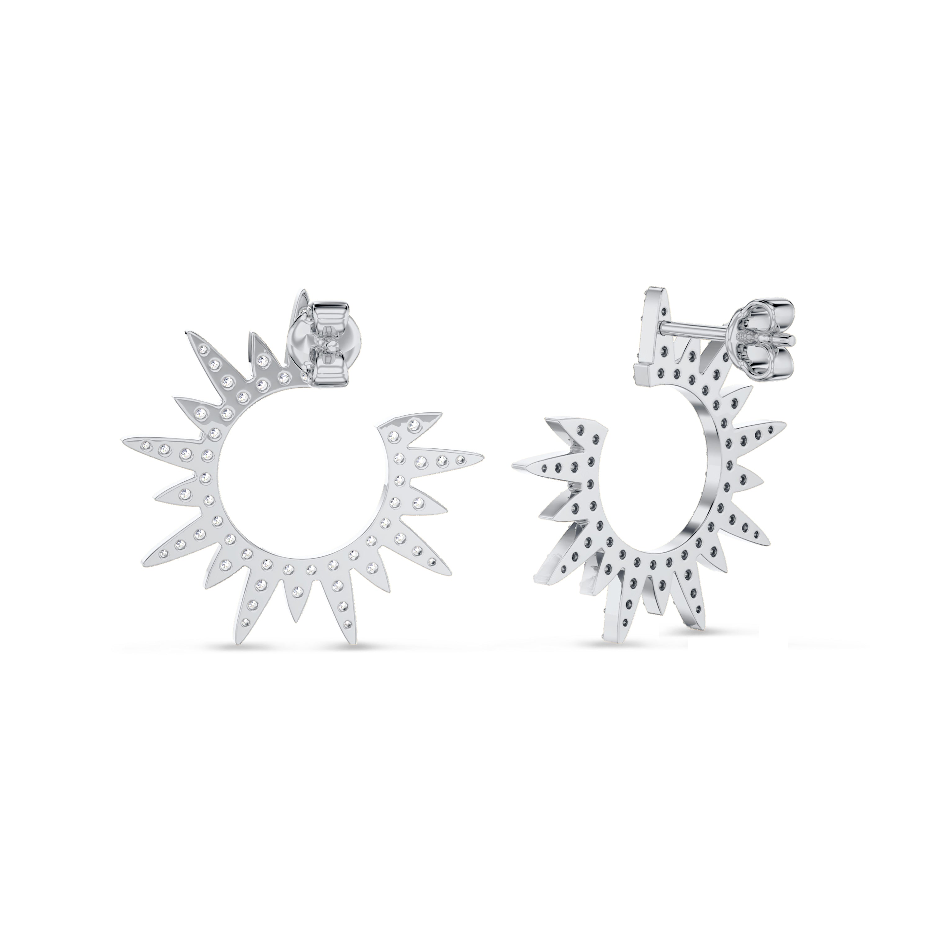 Starburst diamond earrings in 18k white gold, 0.76 carats, FG color and SI clarity #gold_white