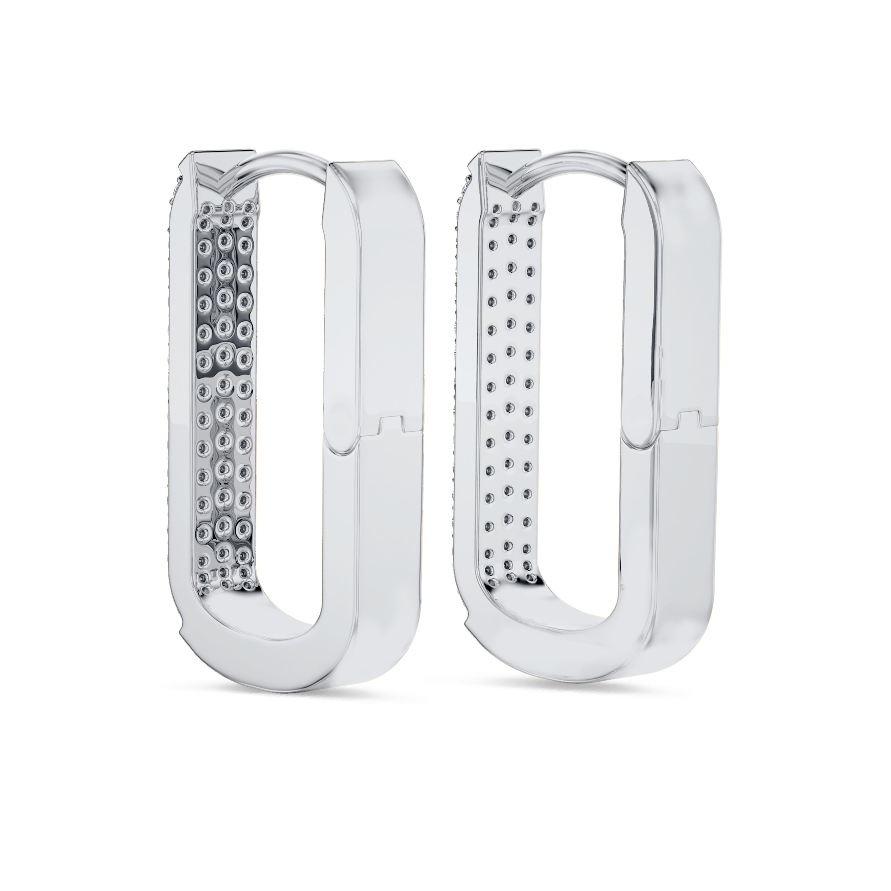 Rectangle diamond hoops in 18k white gold, 0.3 carats, FG color and SI clarity #gold_white