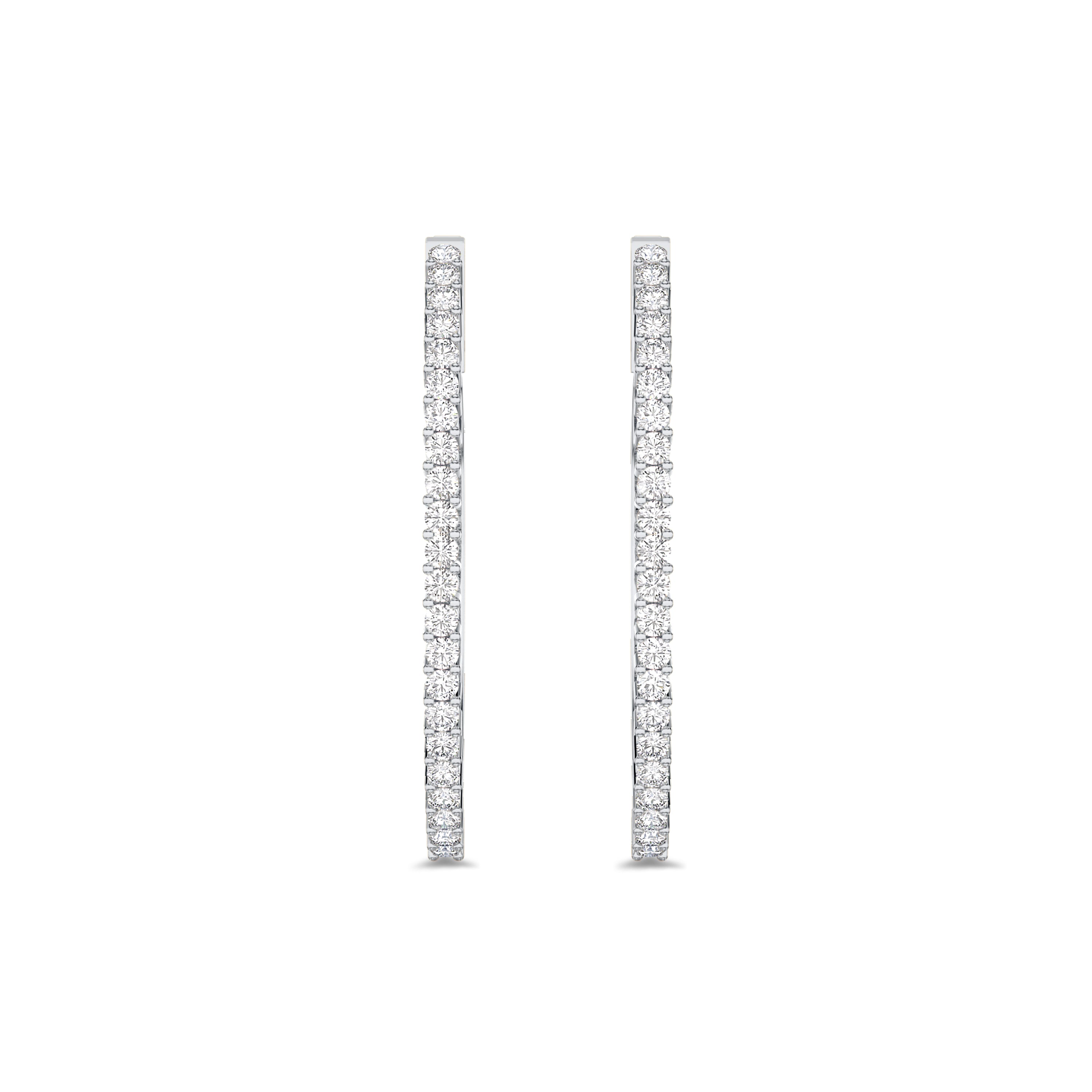 18k white gold diamond hoop earrings in 1.49 carat, FG color and SI clarity