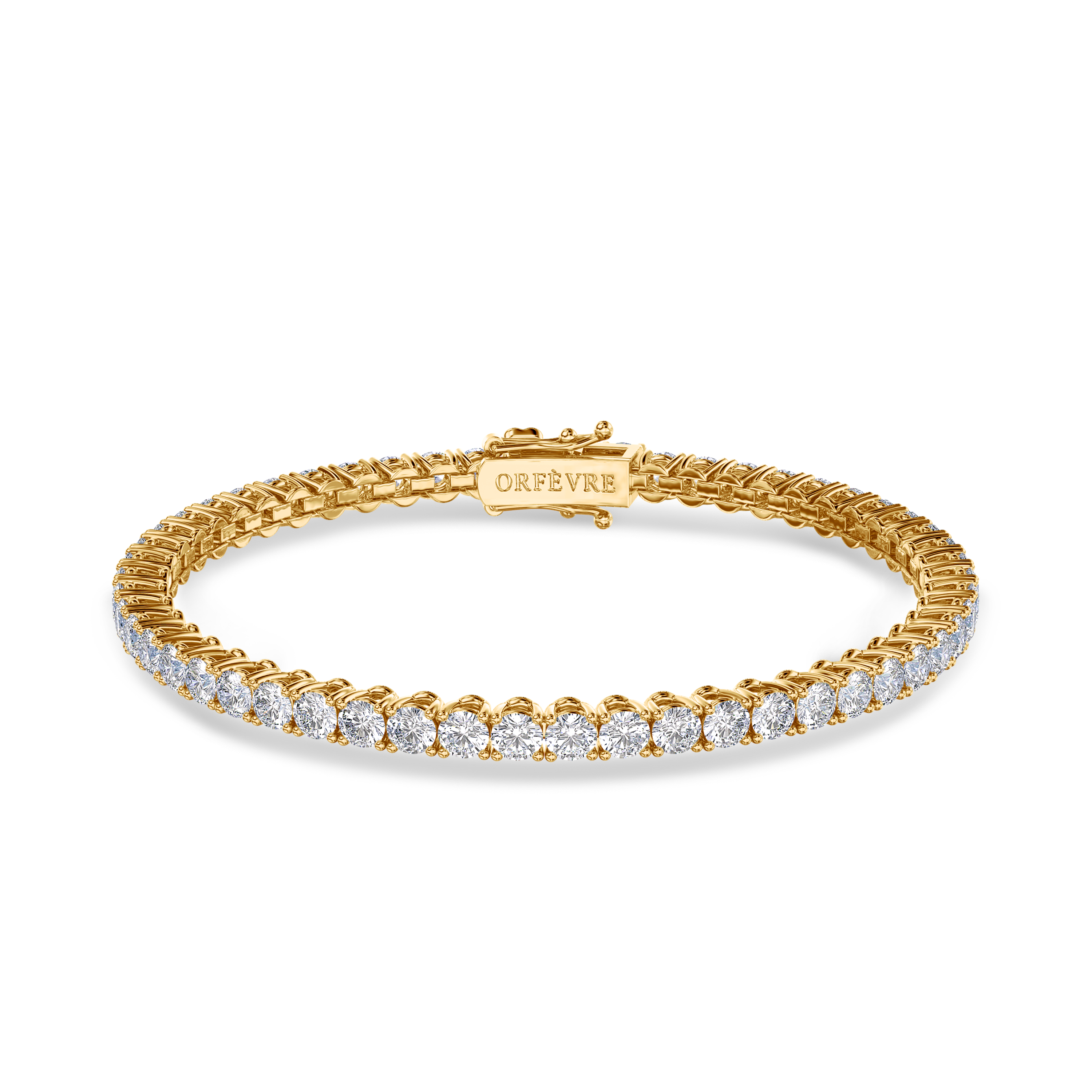 5.88 carat tennis bracelet in 18K yellow gold, EF color and SI clarity #gold_yellow